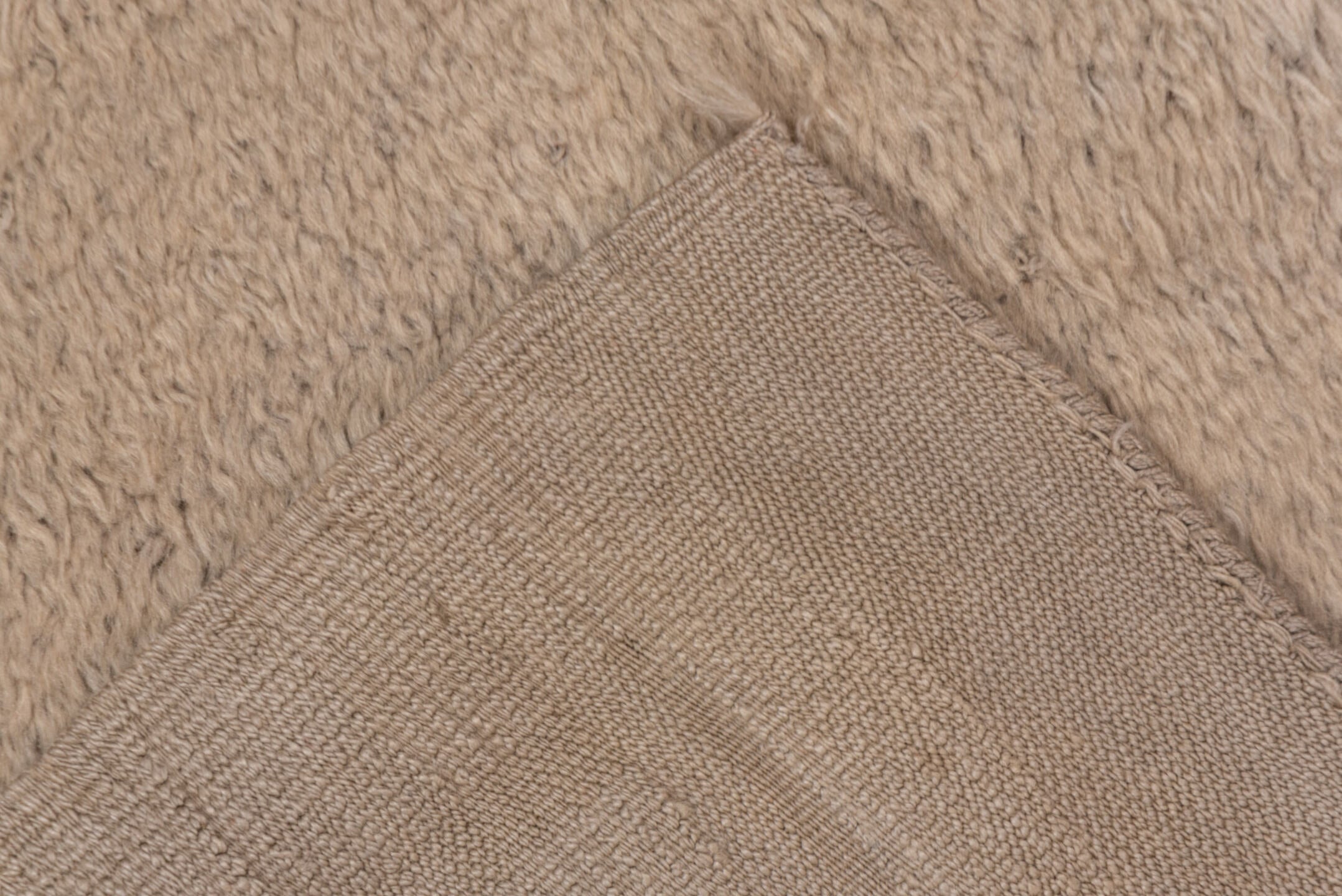 3' x 5' one-of-a-kind handmade vintage Tulu small size rug. Color palette: brown, gray, light gray, off-white, pink, snow