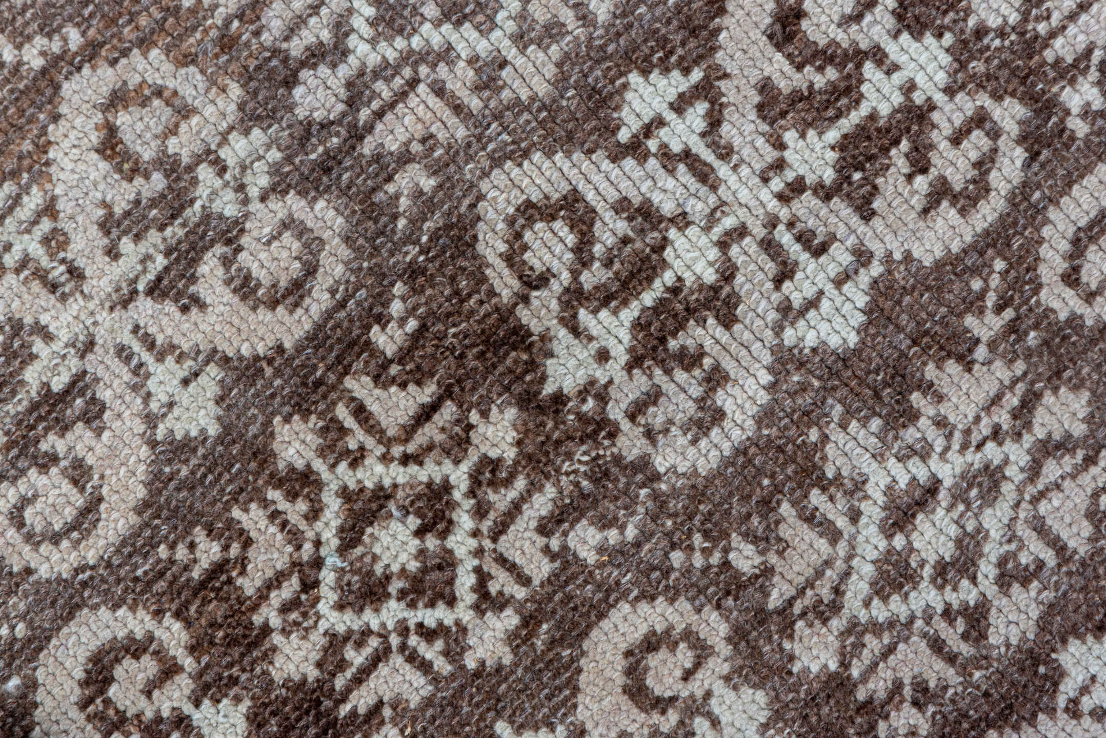 4' x 6' one-of-a-kind handmade vintage Tulu small size rug. Color palette: taupe, ivory, beige, brown, gray