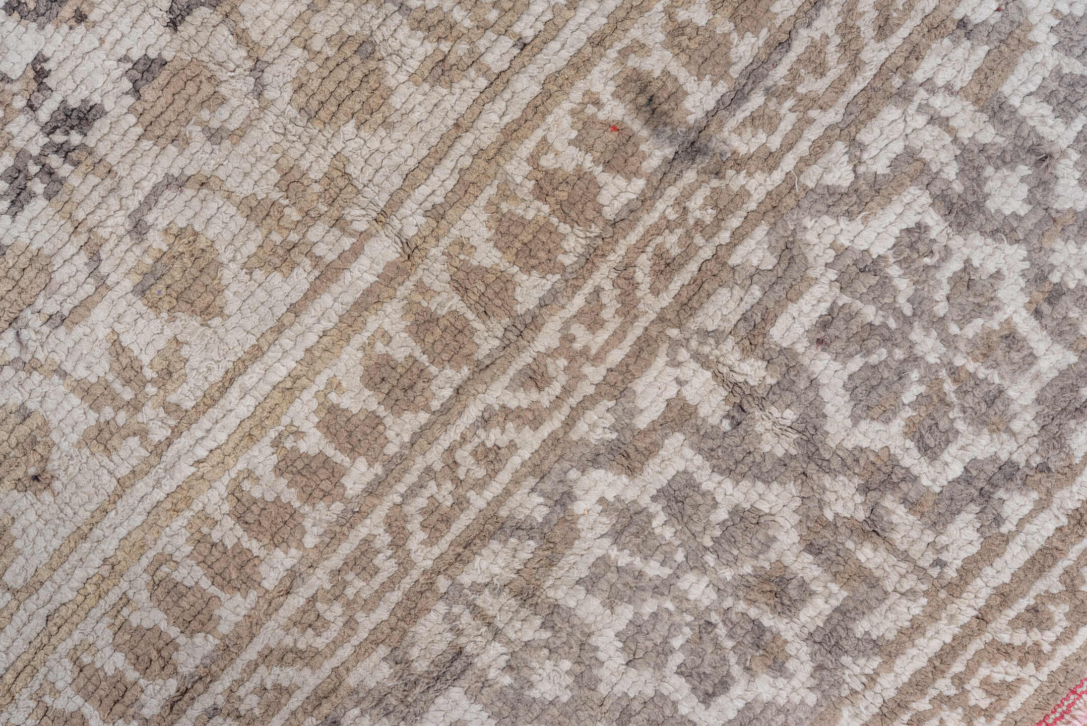 4' x 6' one-of-a-kind handmade antique Cotton Agra rug. Color palette: taupe, ivory, beige, brown, camel, gold, gray