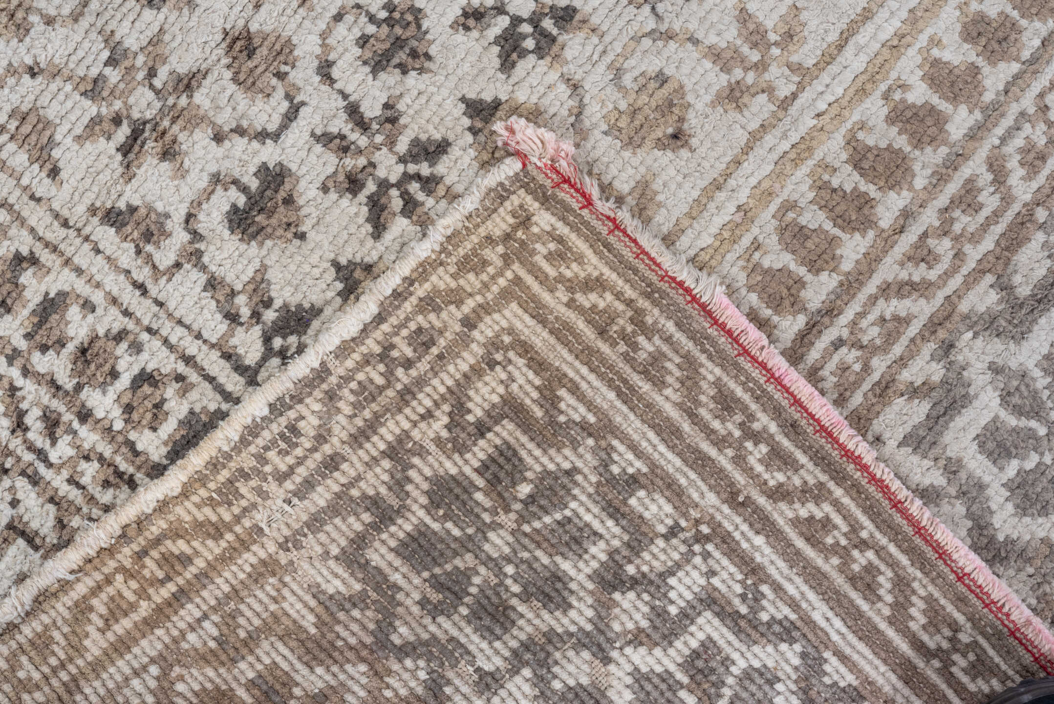 4' x 6' one-of-a-kind handmade antique Cotton Agra rug. Color palette: taupe, ivory, beige, brown, camel, gold, gray