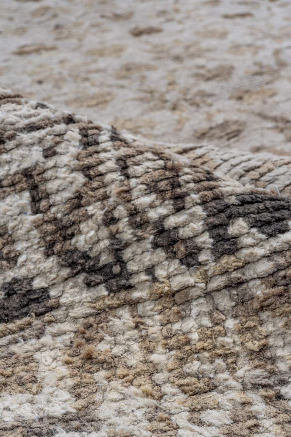 4' x 6' one-of-a-kind handmade antique Cotton Agra rug. Color palette: taupe, ivory, beige, brown, camel, gold, gray