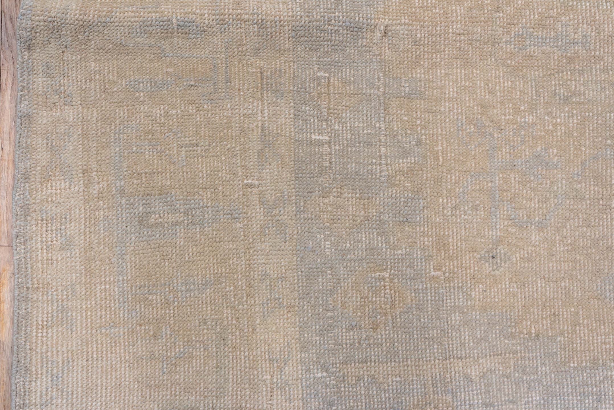 5' x 5' one-of-a-kind handmade vintage Oushak rug. Color palette: ivory, cream, beige, taupe, pale gold, light gray, gray