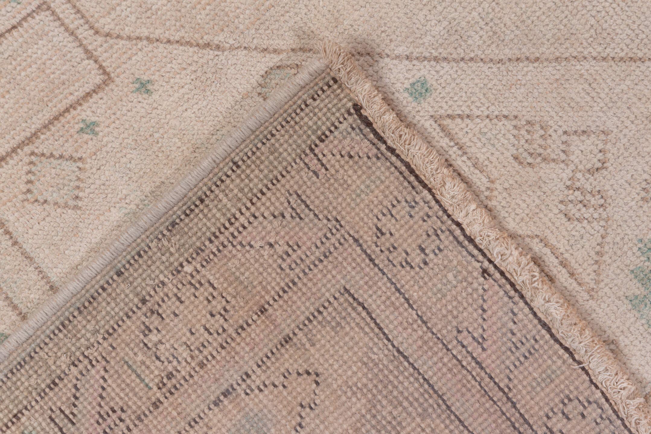 8' x 10' one-of-a-kind handmade vintage Tabriz large size rug. Color palette: ivory, blush, sand, taupe, pale celadon, pink