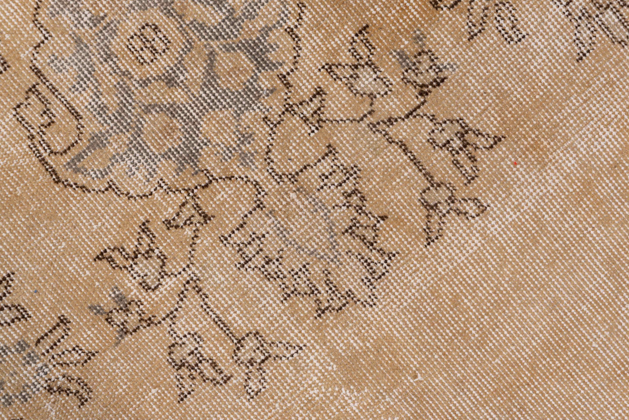 8' x 11' one-of-a-kind handmade vintage Oushak large size rug. Color palette: brown, gray, light gray, pink