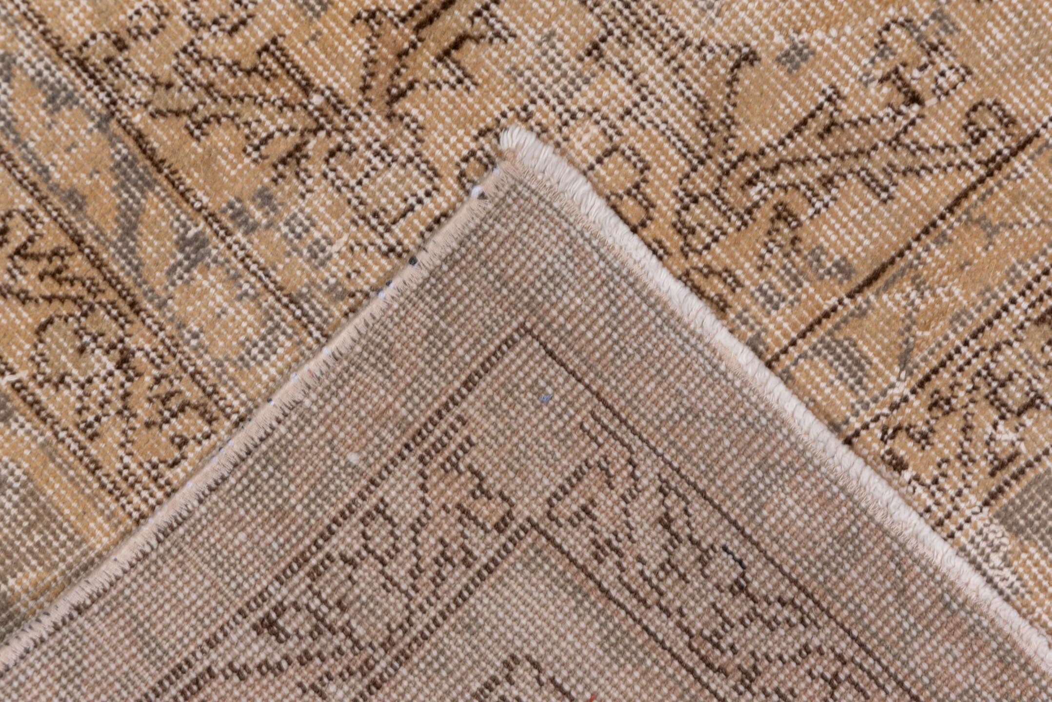 8' x 11' one-of-a-kind handmade vintage Oushak large size rug. Color palette: beige, taupe, ivory, slate, greige, gray