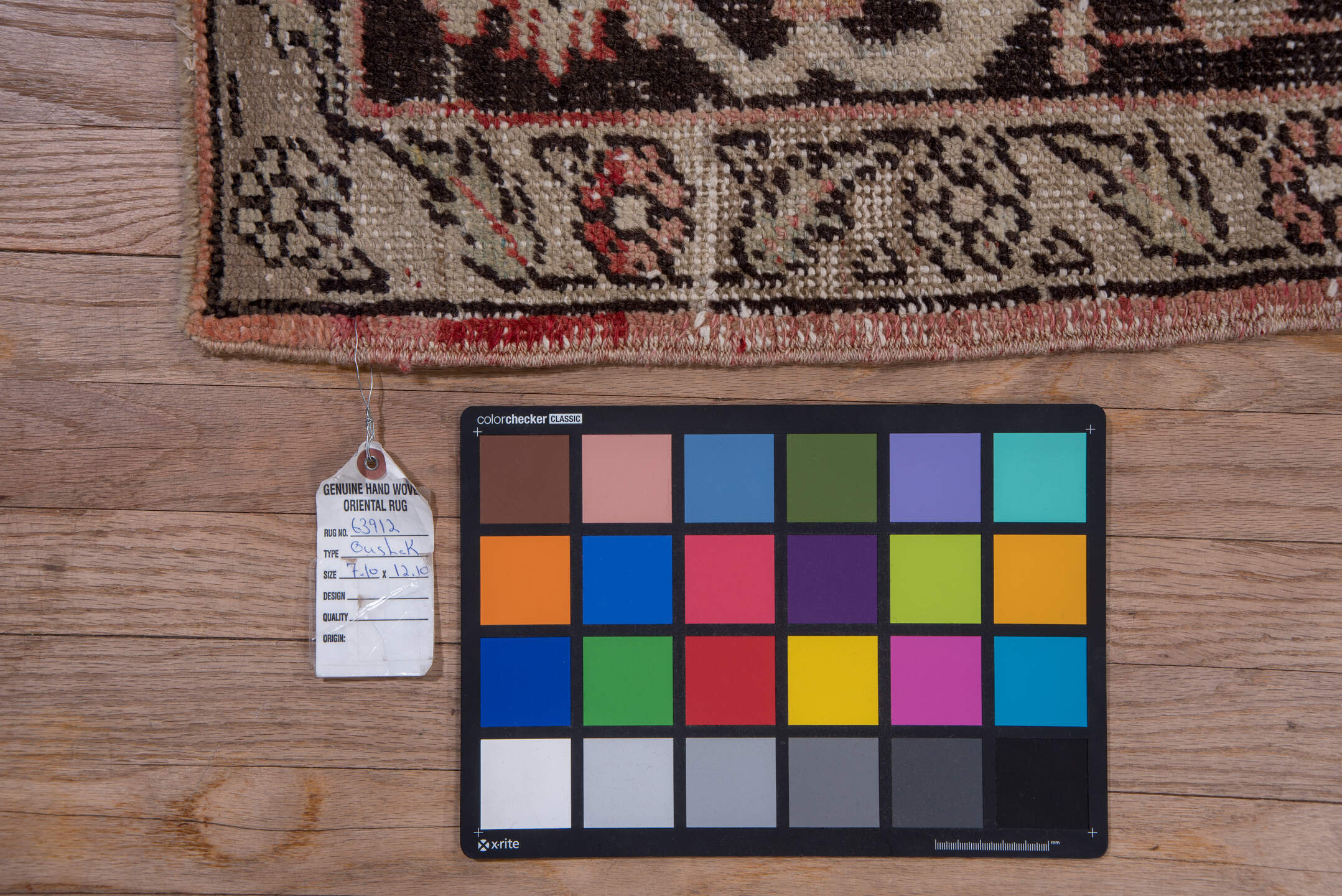 7' x 12' one-of-a-kind handmade vintage Oushak large size rug. Color palette: blush, ivory, charcoal, taupe, rose, beige