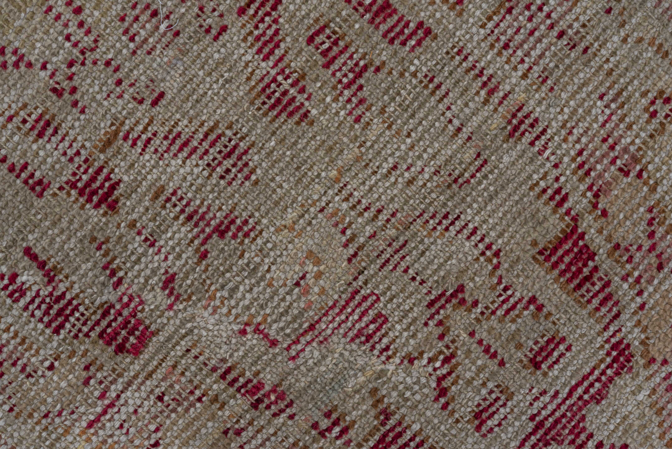 3' x 22' one-of-a-kind handmade vintage Oushak runner rug. Color palette: brown, dark gray, gray, light gray, off-white