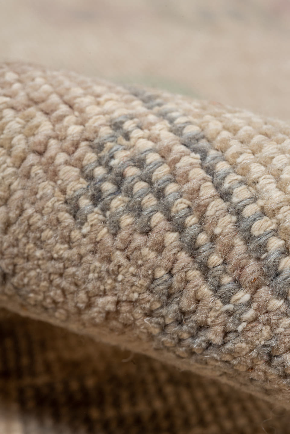 5' x 8' one-of-a-kind handmade vintage Oushak medium size rug. Color palette: ivory, taupe, gray, sage, blush, slate, beige