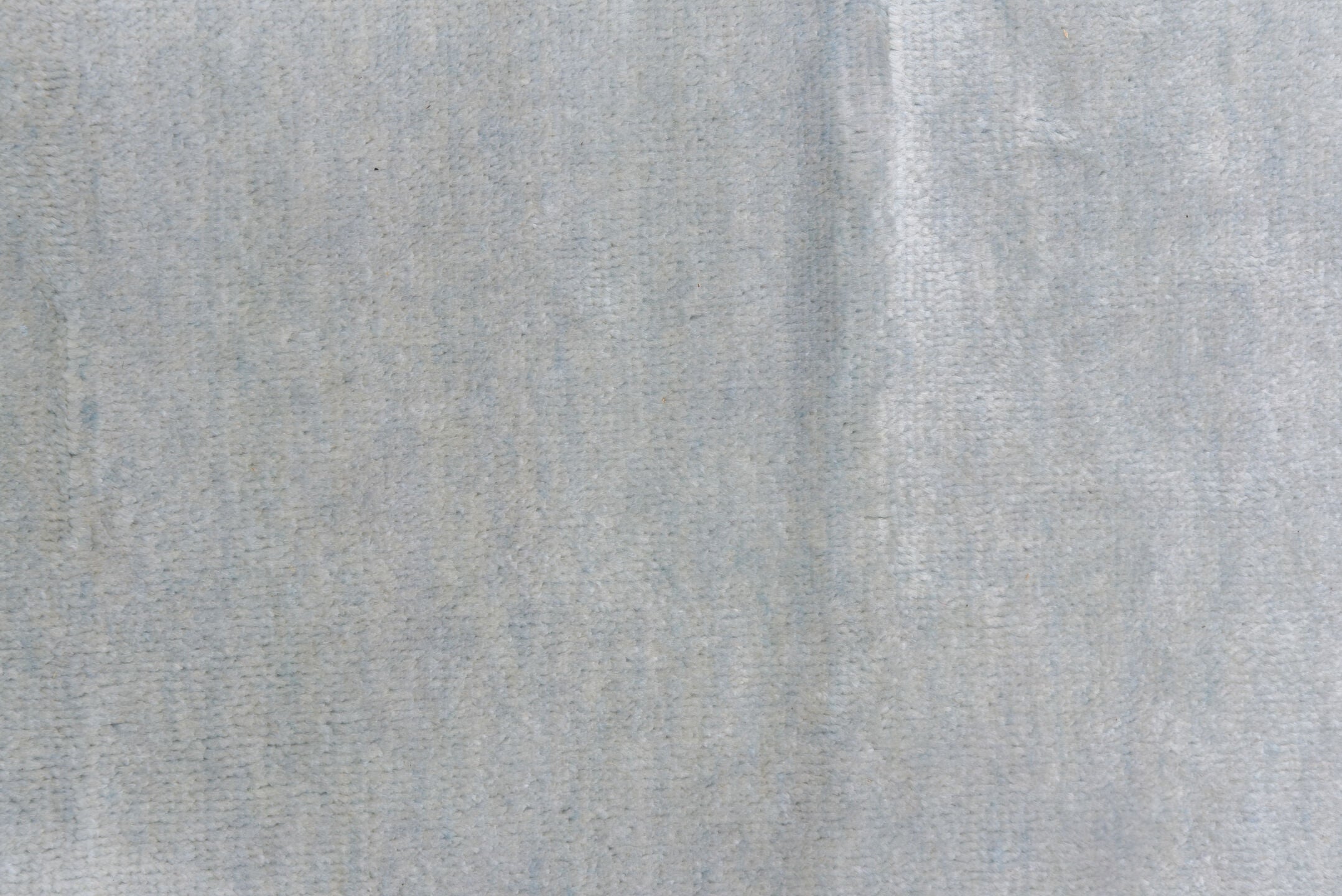 9' x 12' one-of-a-kind handmade vintage Rad large size rug. Color palette: ivory, pale blue, cream, taupe, light blue, beige