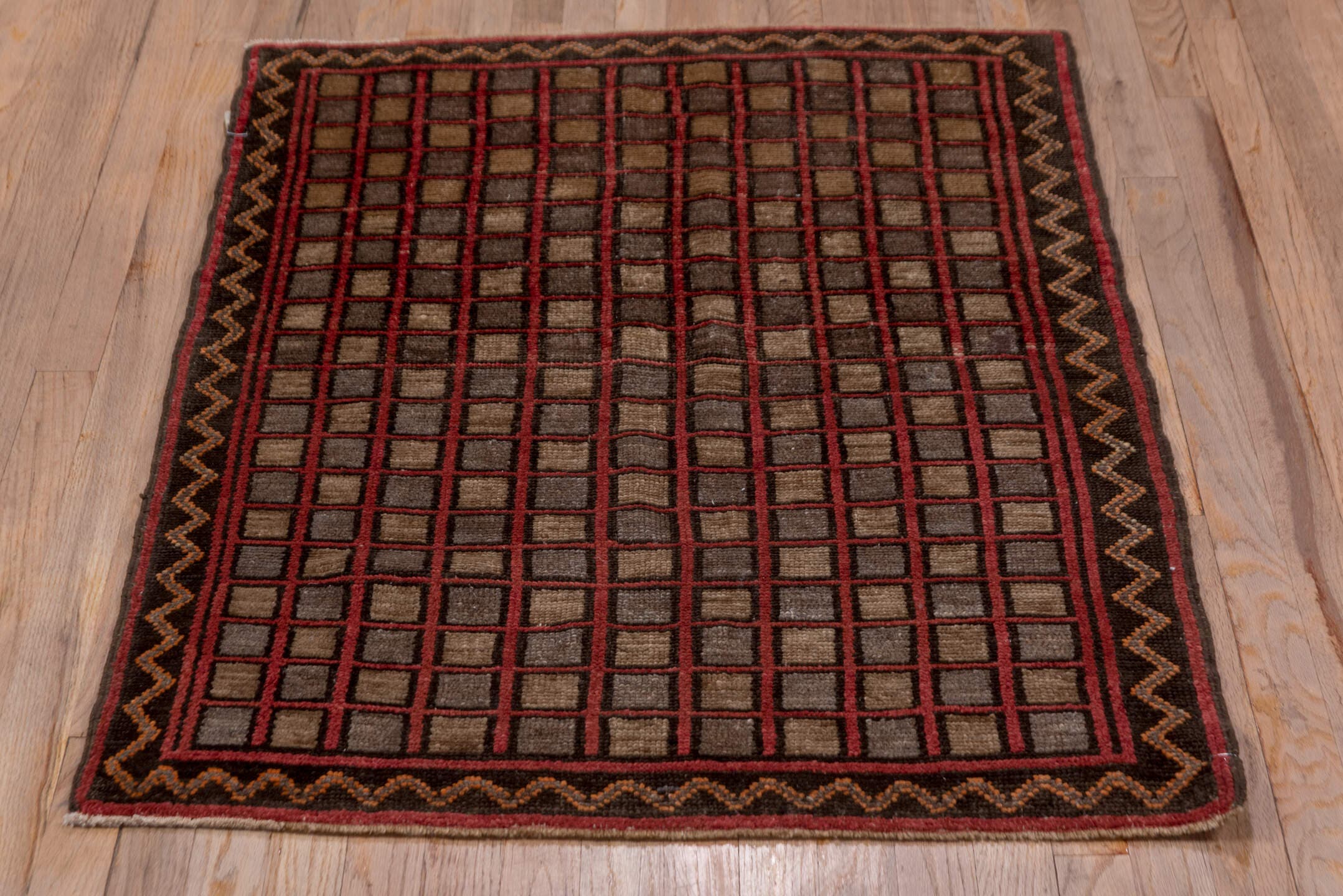 3' x 4' one-of-a-kind handmade antique Oushak small size rug. Color palette: brown, burgundy, charcoal, taupe, rust, gray