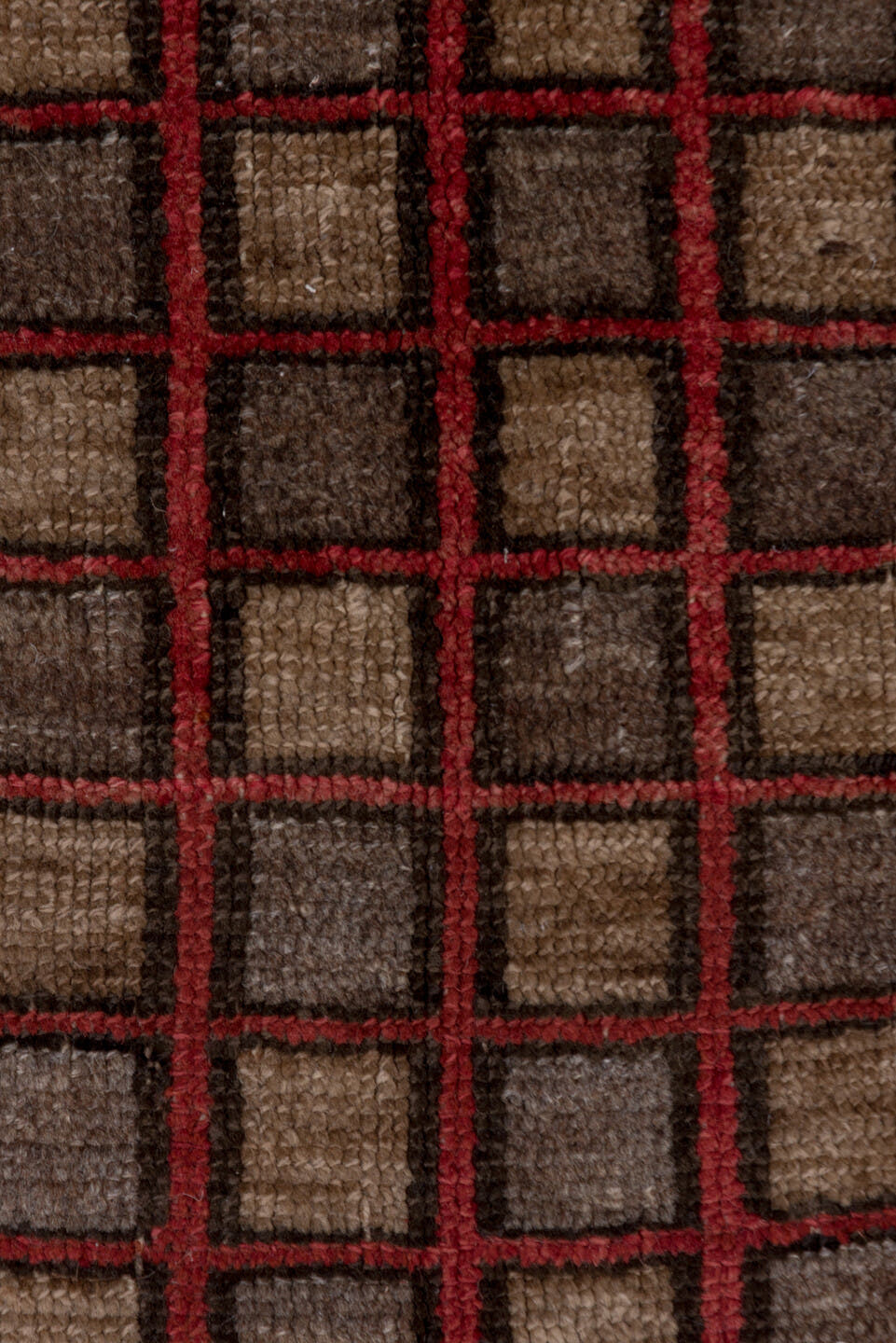 3' x 4' one-of-a-kind handmade antique Oushak small size rug. Color palette: brown, burgundy, charcoal, taupe, rust, gray