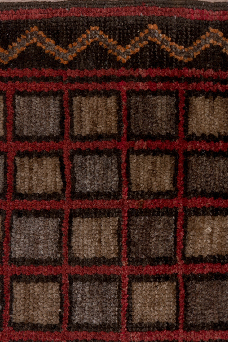 3' x 4' one-of-a-kind handmade antique Oushak small size rug. Color palette: brown, burgundy, charcoal, taupe, rust, gray