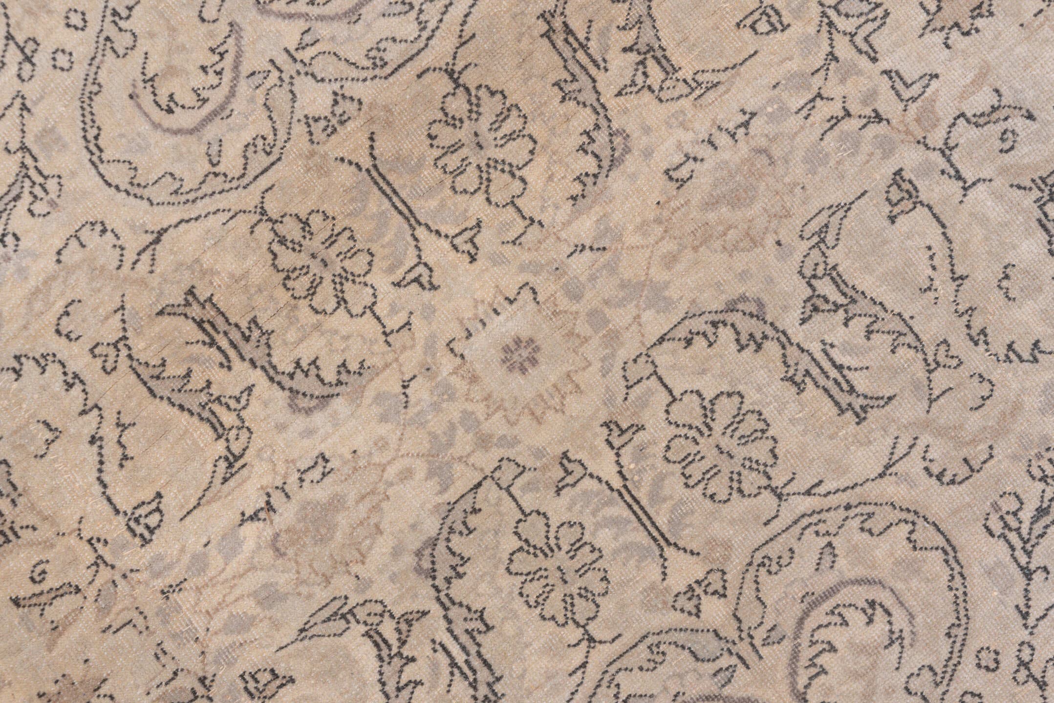 8' x 10' one-of-a-kind handmade vintage  large size rug. Color palette: beige, taupe, ivory, slate, greige, sand, gray