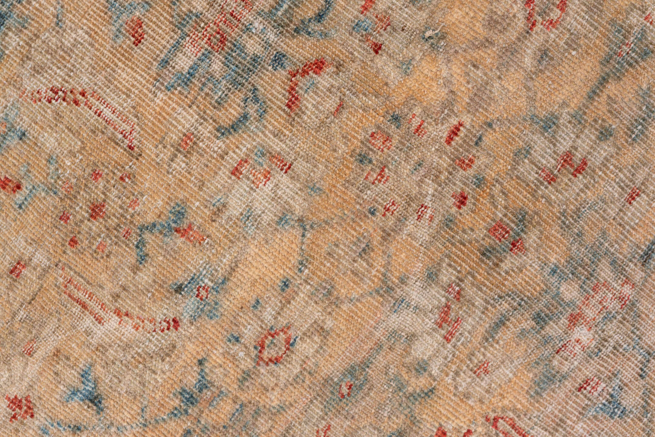 9' x 12' one-of-a-kind handmade vintage Sultanabad large size rug. Color palette: beige, ivory, pale blue, rust, slate