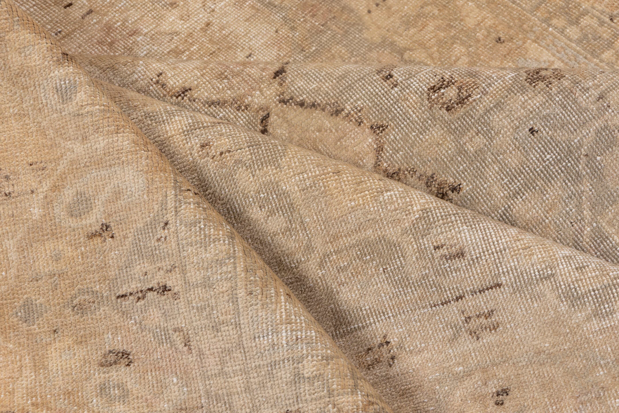 4' x 6' one-of-a-kind handmade vintage Sivas small size rug. Color palette: brown, gray, light gray, off-white, orange, pink