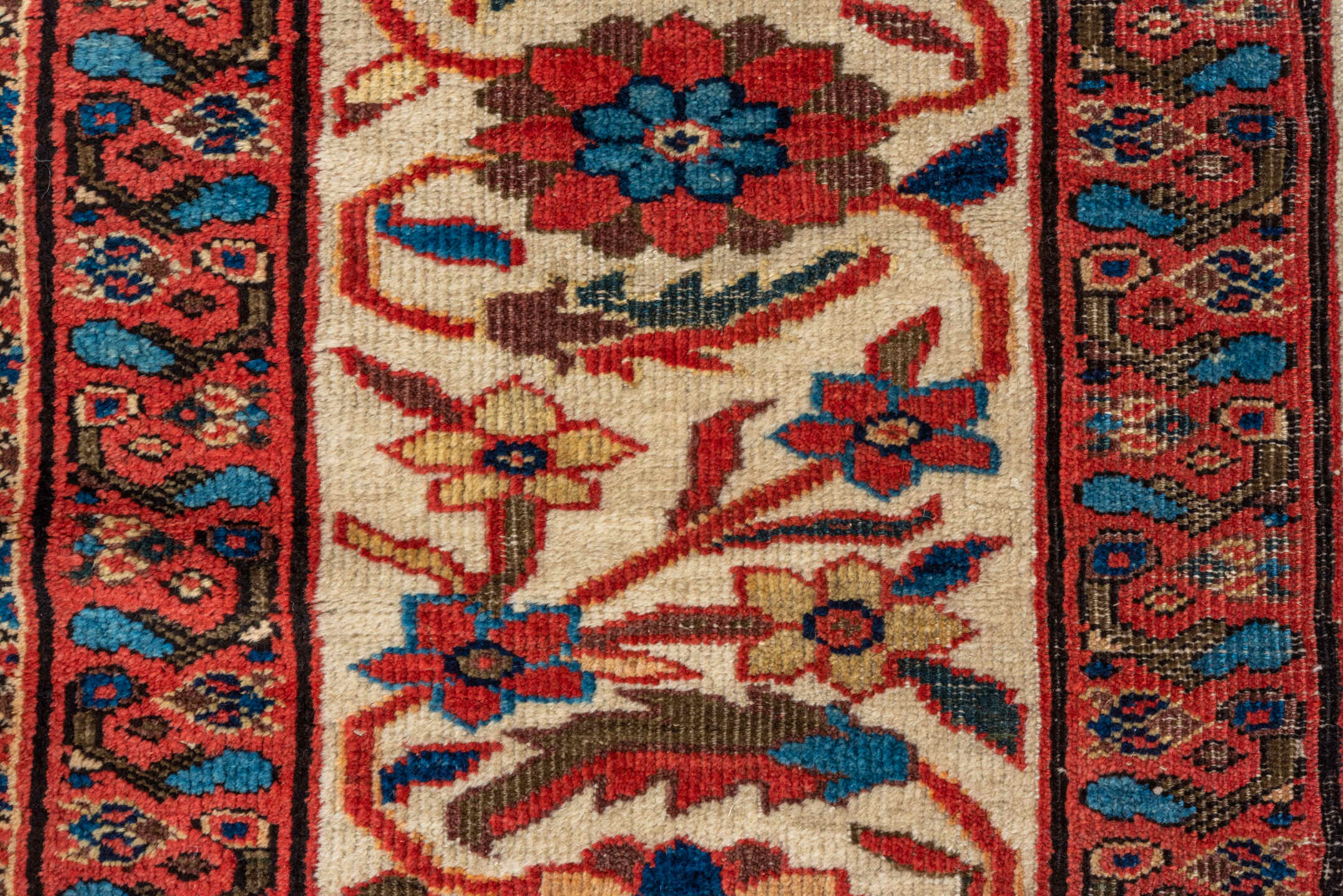 12' x 15' one-of-a-kind handmade vintage Sultanabad oversize rug. Color palette: arapawa, black, blue, brown, charcoal, gray
