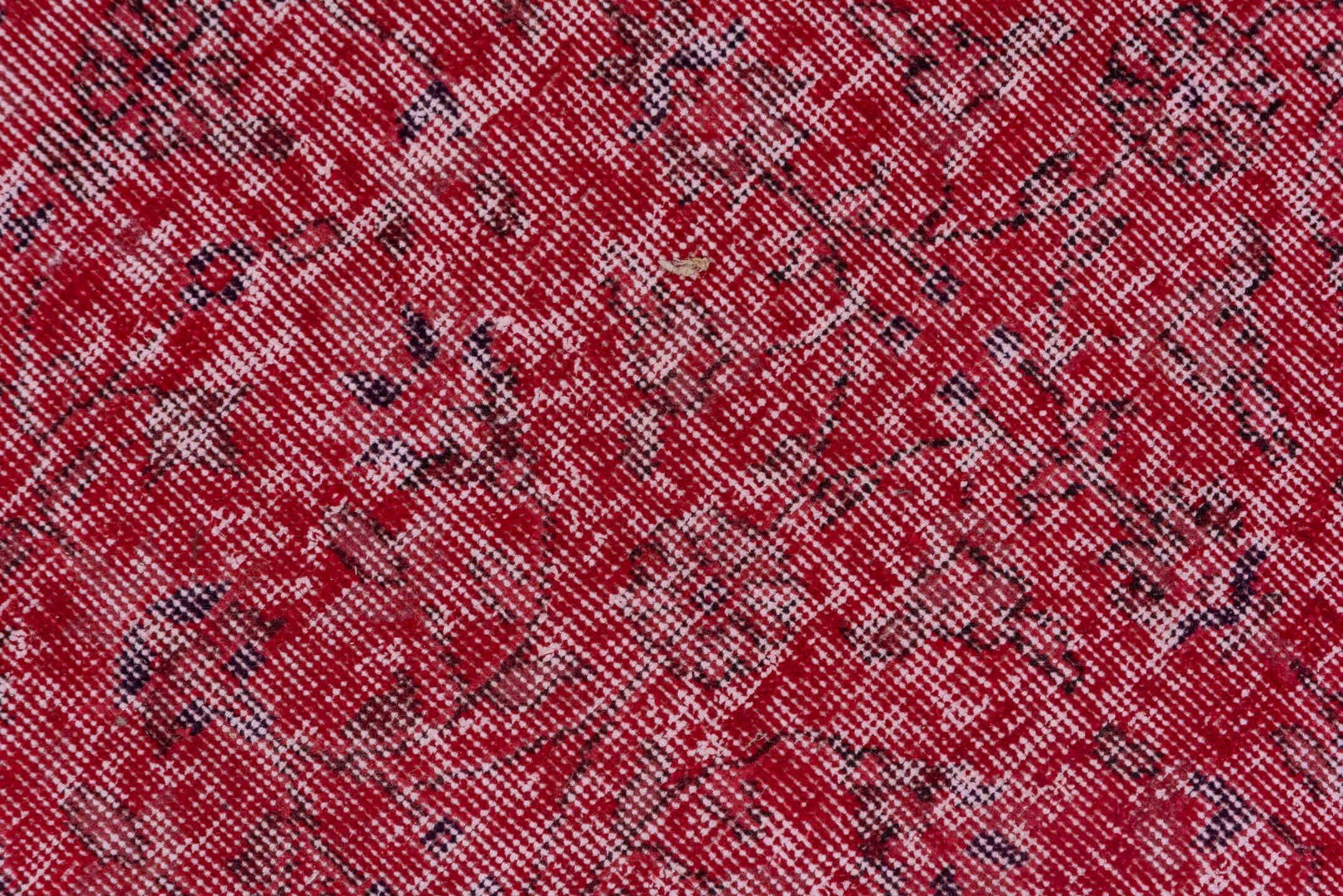 4' x 12' one-of-a-kind handmade vintage Overdyed runner rug. Color palette: rose, crimson, raspberry, burgundy, charcoal