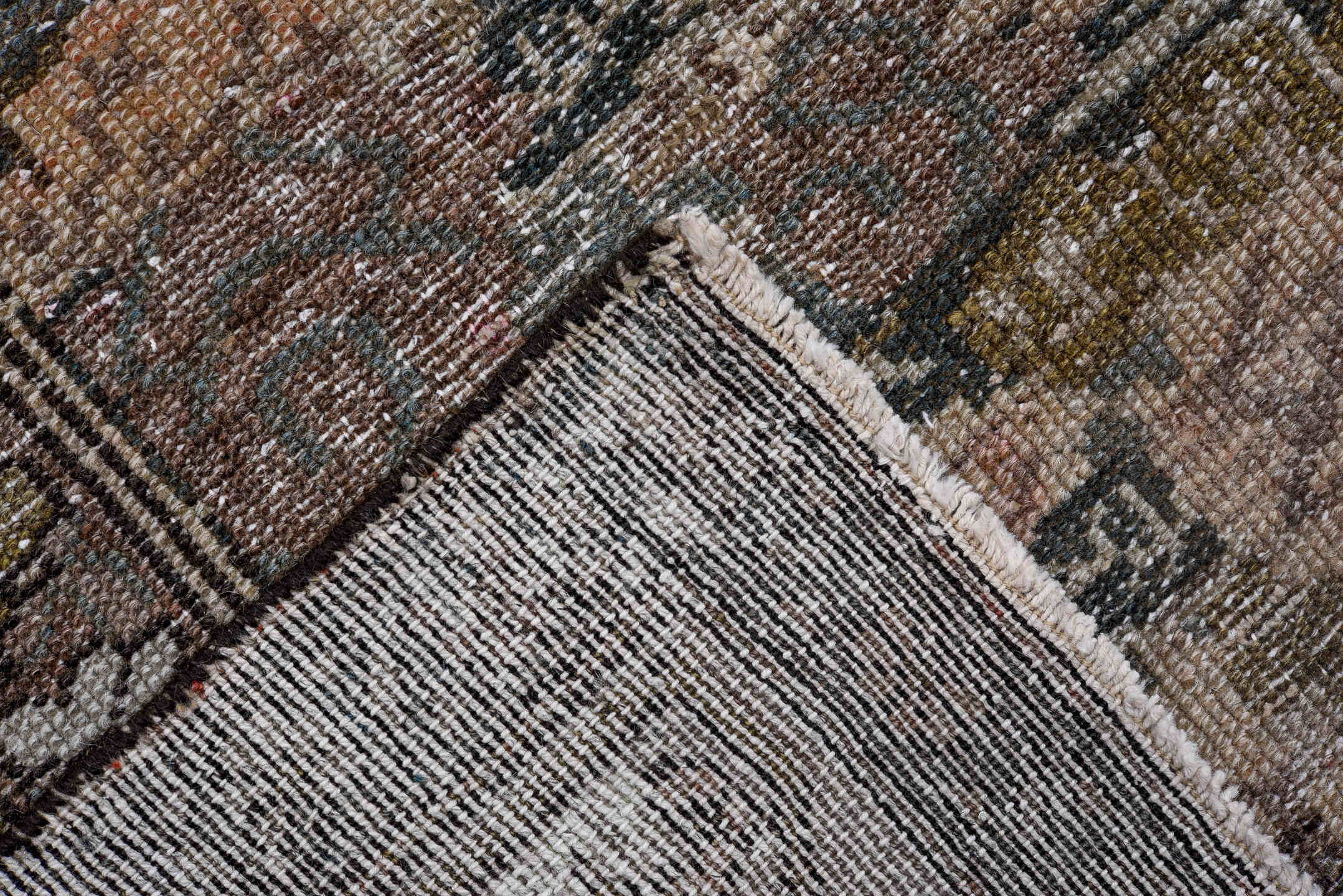 3' x 16' one-of-a-kind handmade antique Malayer runner rug. Color palette: taupe, charcoal, ivory, rose, rust, brown, sage