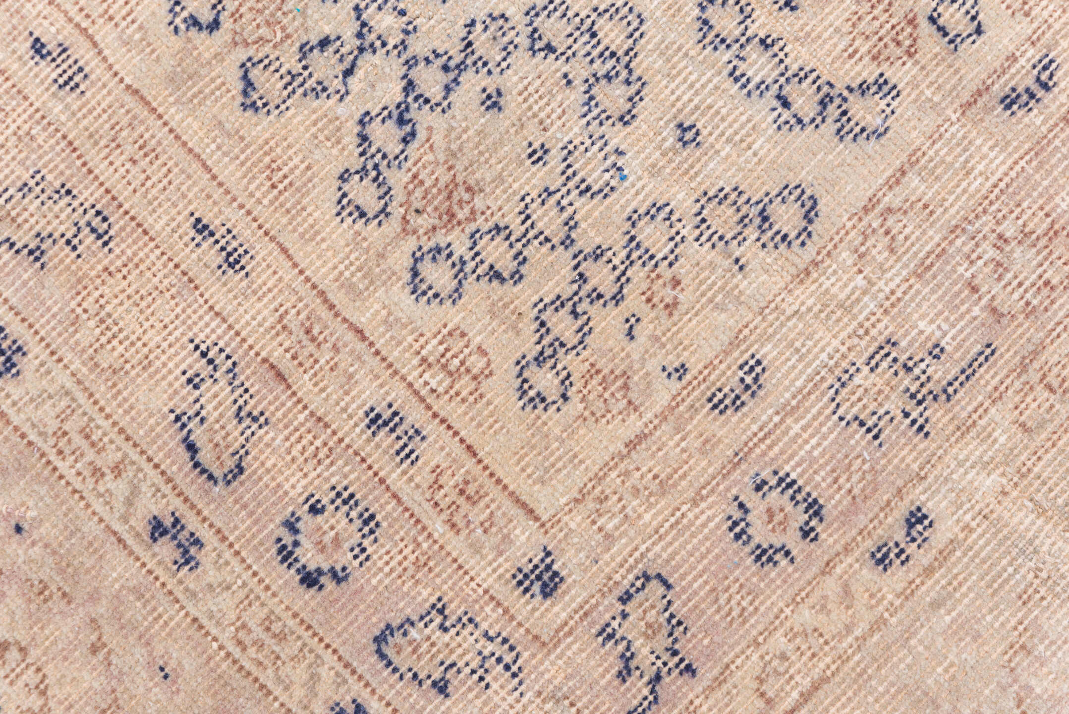 11' x 14' one-of-a-kind handmade antique Oushak oversize rug. Color palette: ivory, beige, pale blue, taupe, sand