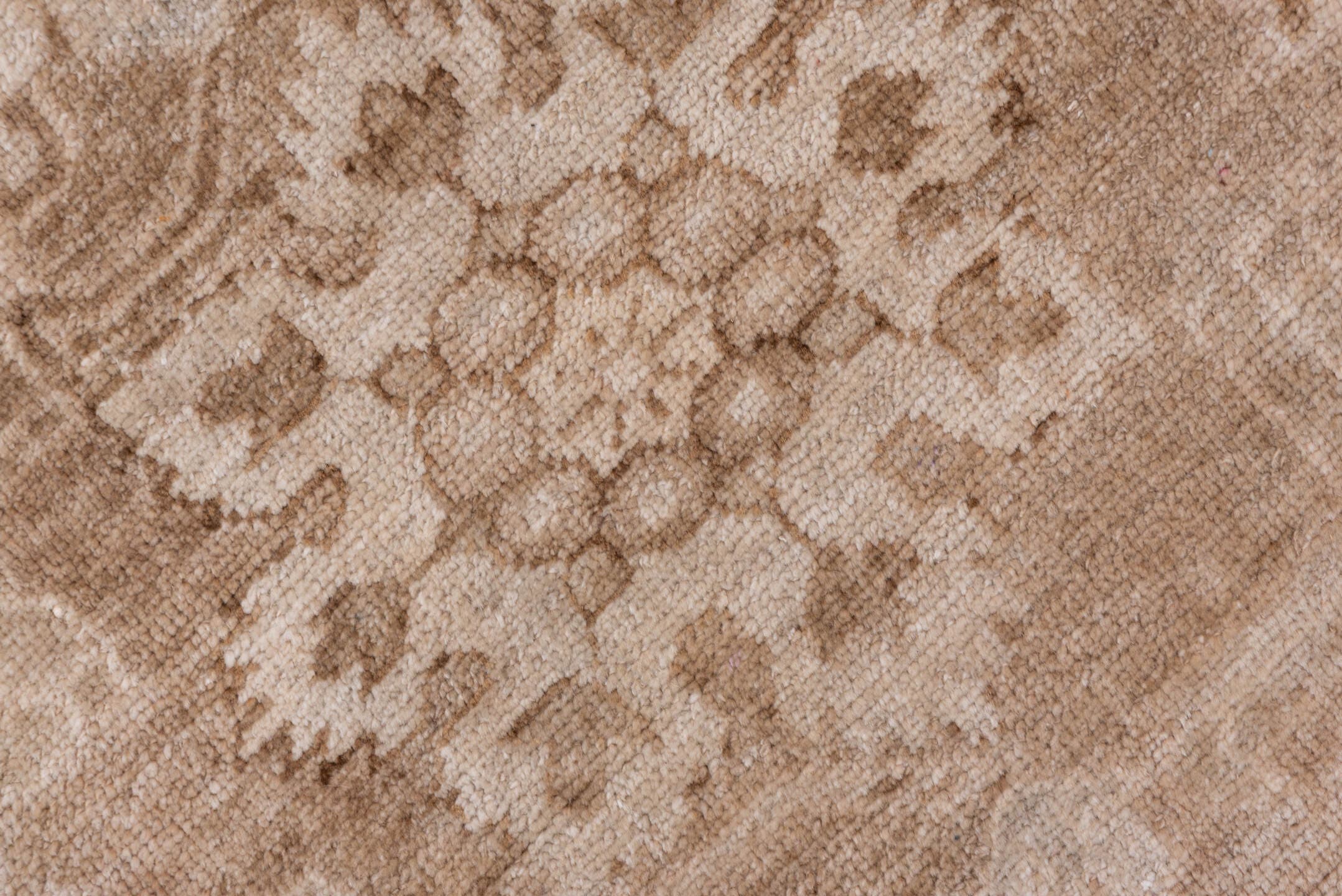 2' x 21' one-of-a-kind handmade antique Oushak runner rug. Color palette: taupe, beige, ivory, camel, sand, light_brown