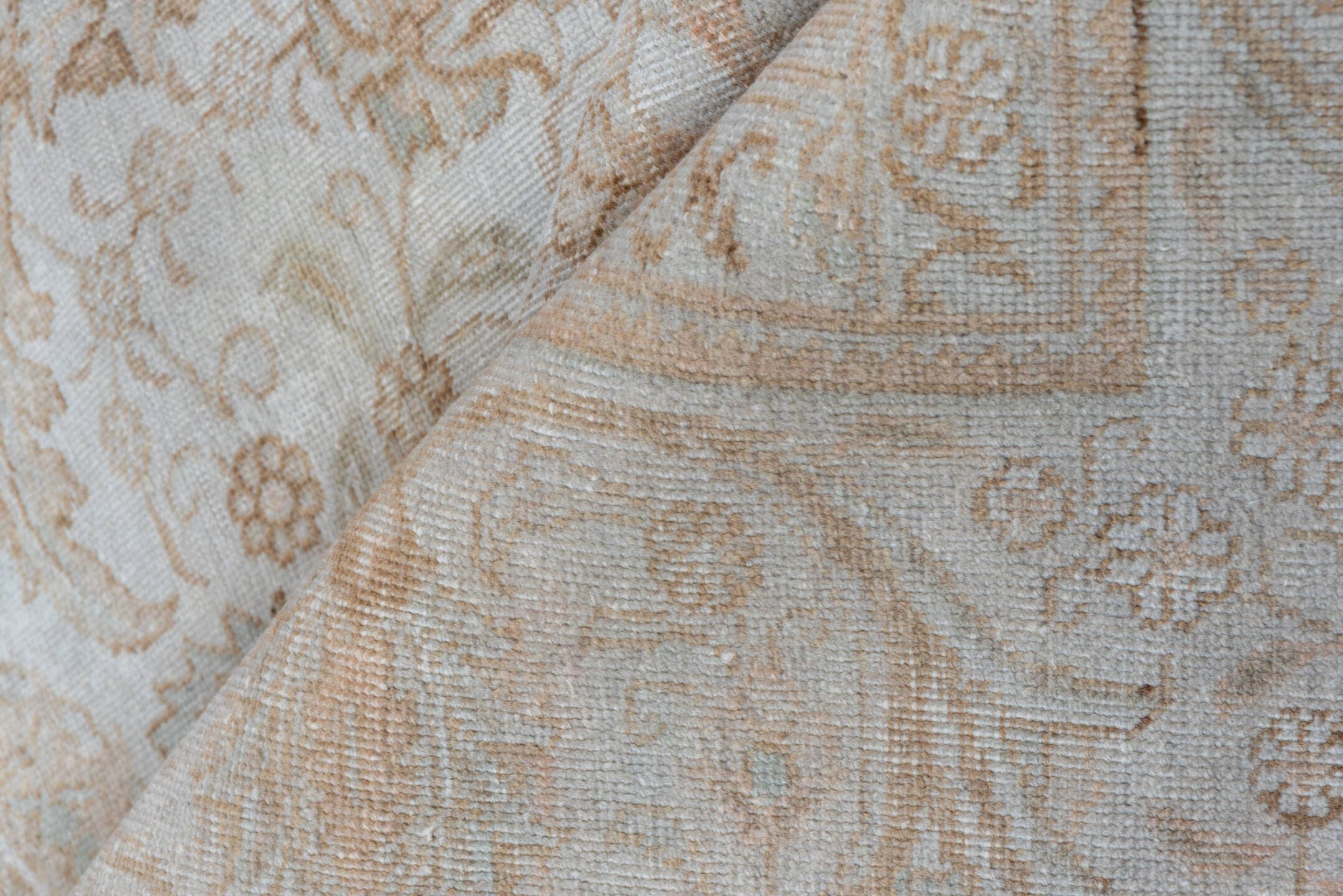 9' x 12' one-of-a-kind handmade vintage Tabriz large size rug. Color palette: ivory, beige, taupe, camel, sand, gray