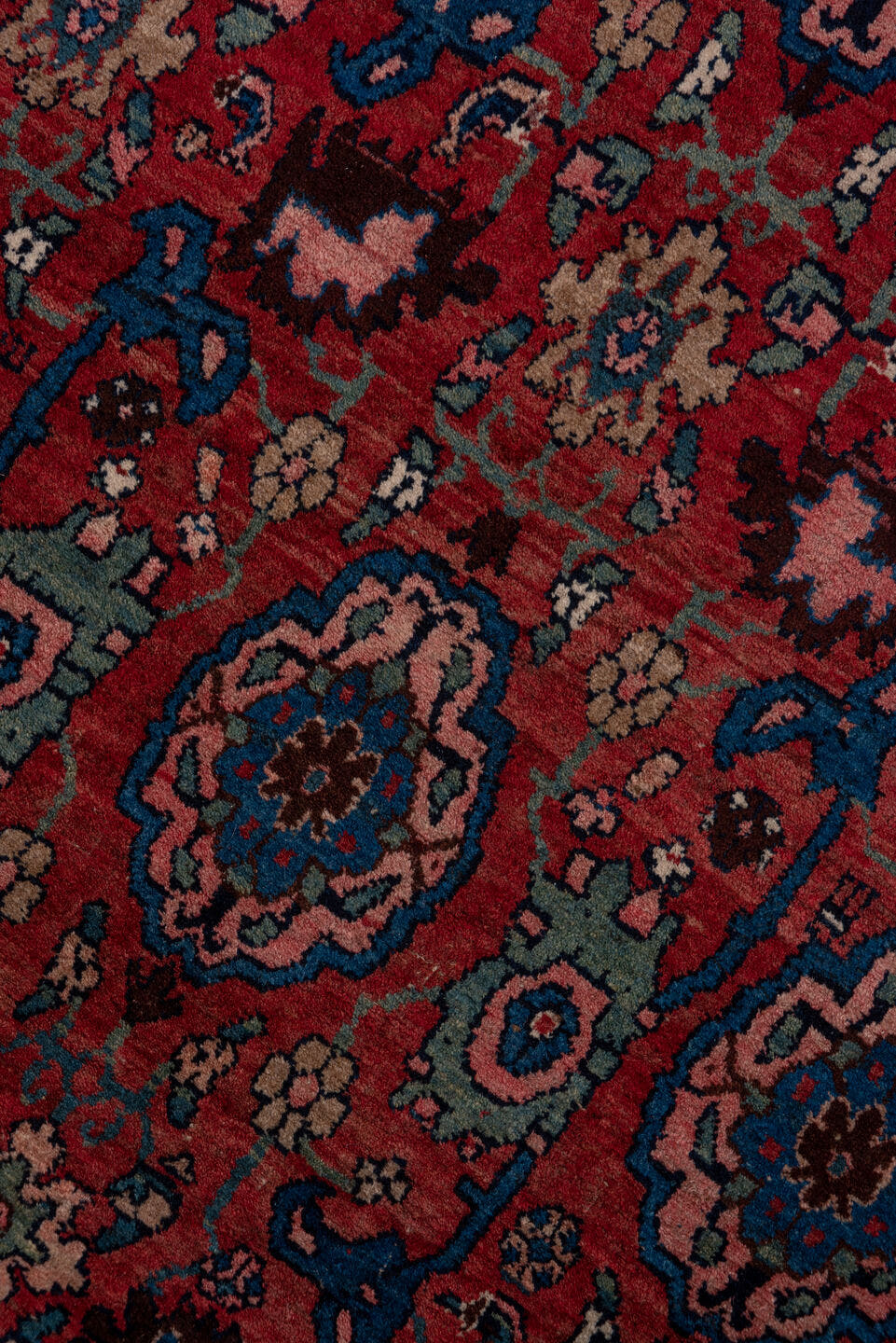 3' x 15' one-of-a-kind handmade antique Bidjar runner rug. Color palette: rust, navy, indigo, ivory, camel, burgundy, slate