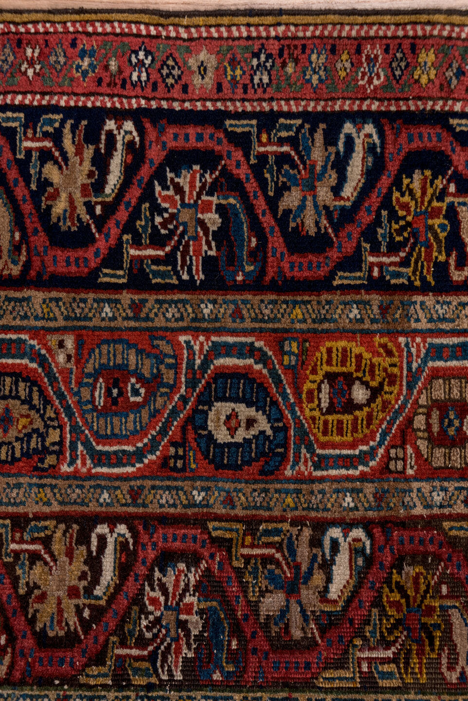 3' x 12' one-of-a-kind handmade antique Bidjar runner rug. Color palette: navy, rust, ivory, crimson, camel, slate, gold
