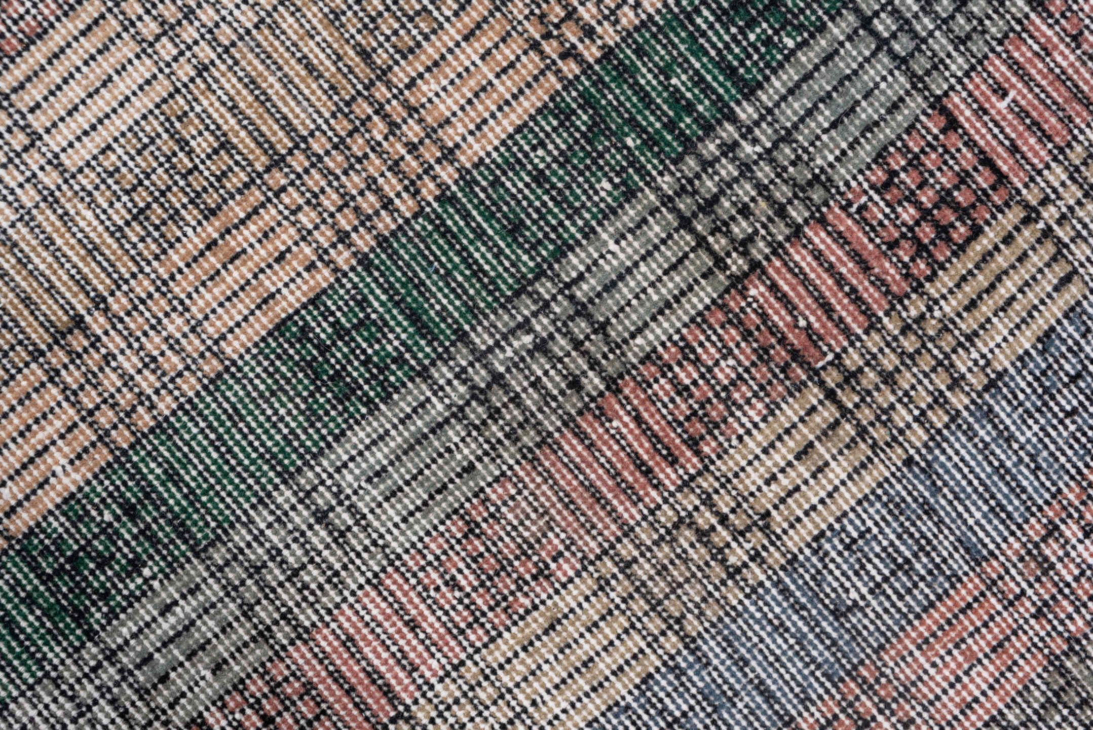 3' x 8' one-of-a-kind handmade vintage Oushak runner rug. Color palette: black, brown, charcoal, dim gray, gray, light gray