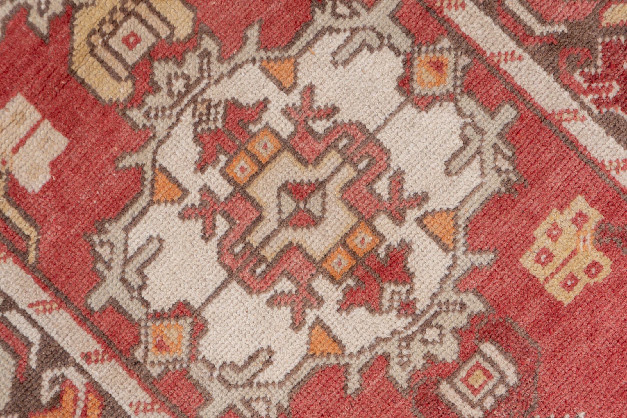 2' x 9' one-of-a-kind handmade vintage Oushak runner rug. Color palette: rust, ivory, charcoal, terra cotta, camel, rose