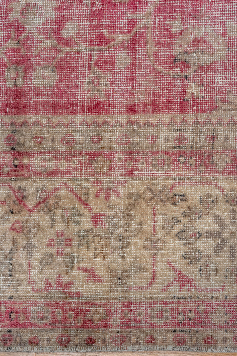 8' x 10' one-of-a-kind handmade vintage Oushak large size rug. Color palette: rose, ivory, taupe, dusty pink, beige