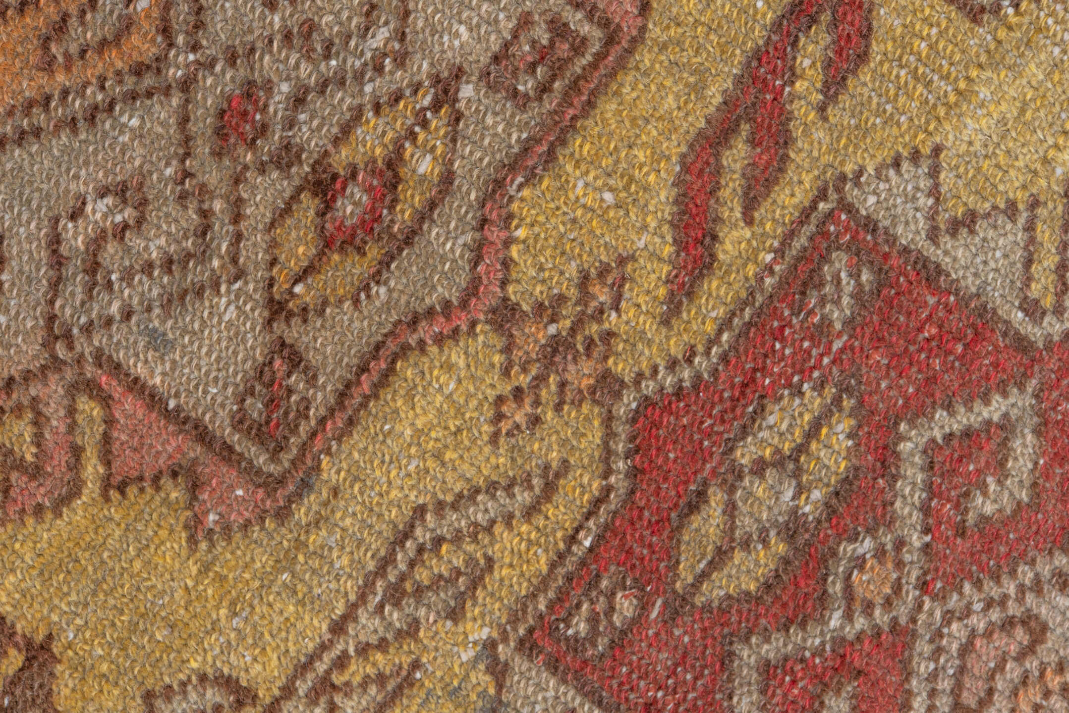 2' x 10' one-of-a-kind handmade vintage Oushak runner rug. Color palette: camel, rust, rose, ivory, terra cotta, taupe, gold