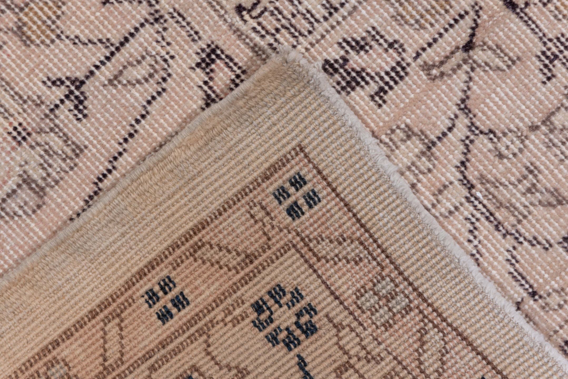 10' x 13' one-of-a-kind handmade vintage Oushak large size rug. Color palette: ivory, blush, taupe, dusty rose, slate, beige