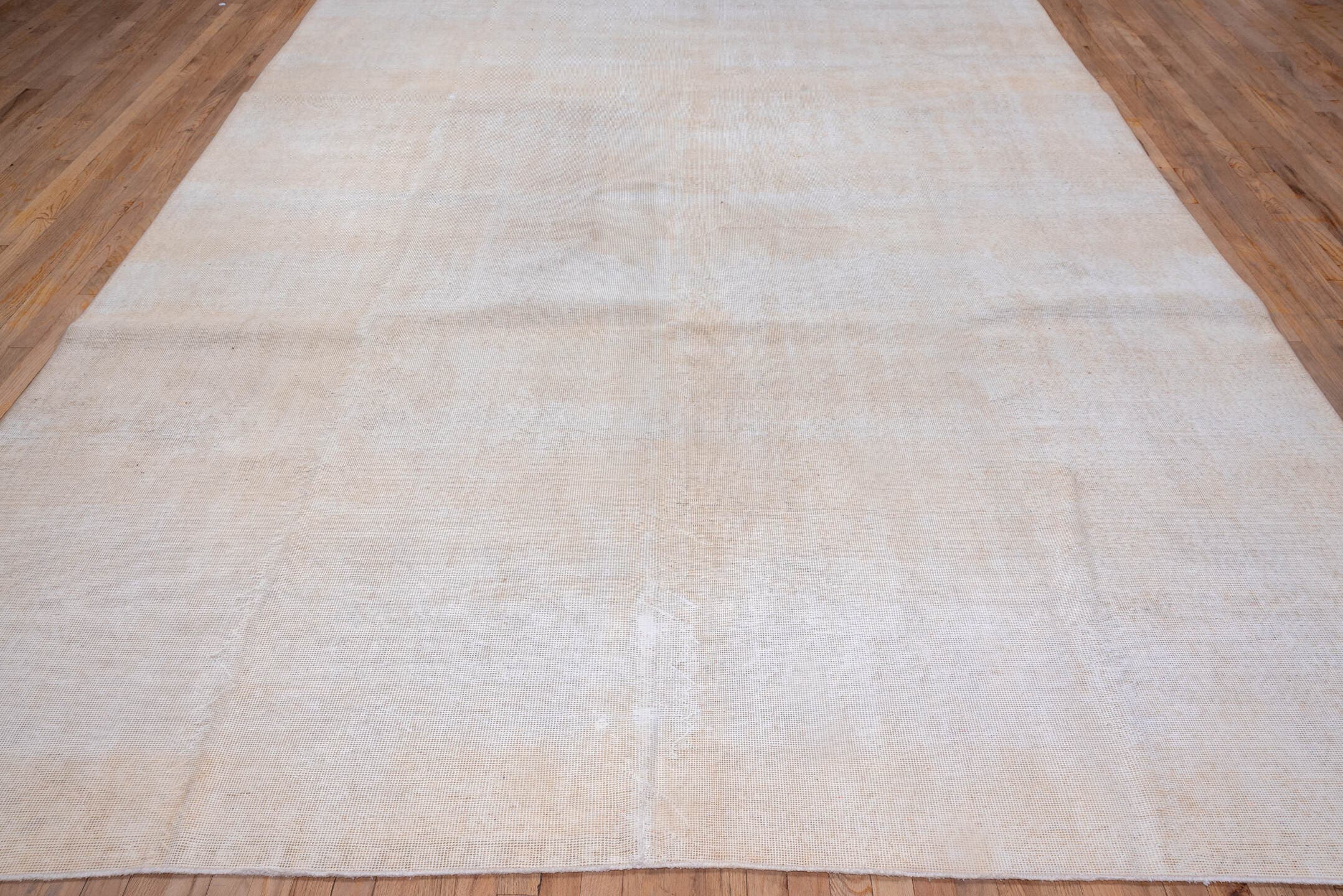 9' x 12' one-of-a-kind handmade vintage Oushak large size rug. Color palette: ivory, cream, beige, taupe, gray