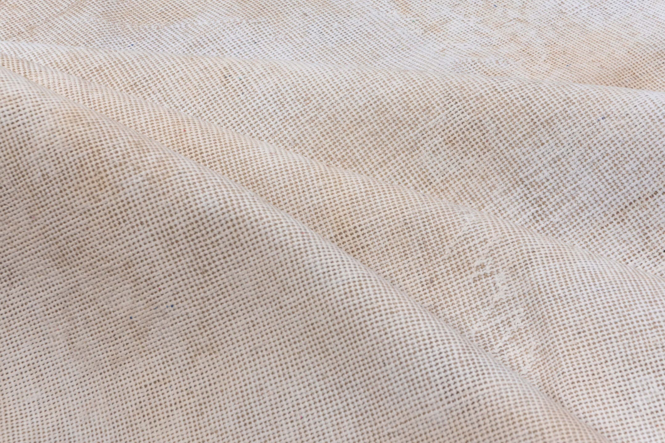 9' x 12' one-of-a-kind handmade vintage Oushak large size rug. Color palette: ivory, cream, beige, taupe, gray