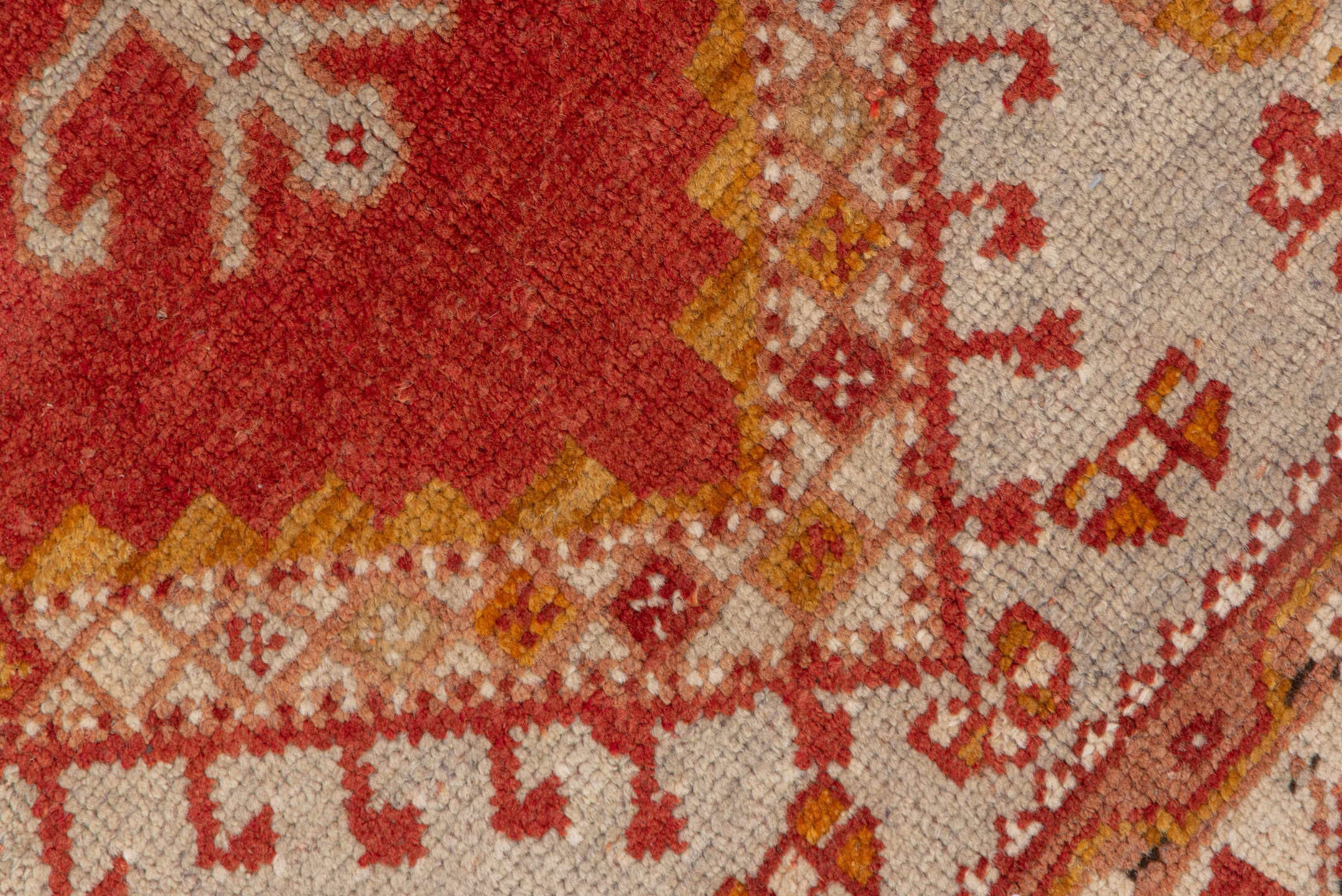 3' x 5' one-of-a-kind handmade vintage Oushak small size rug. Color palette: rust, ivory, terra cotta, gold, camel, rose