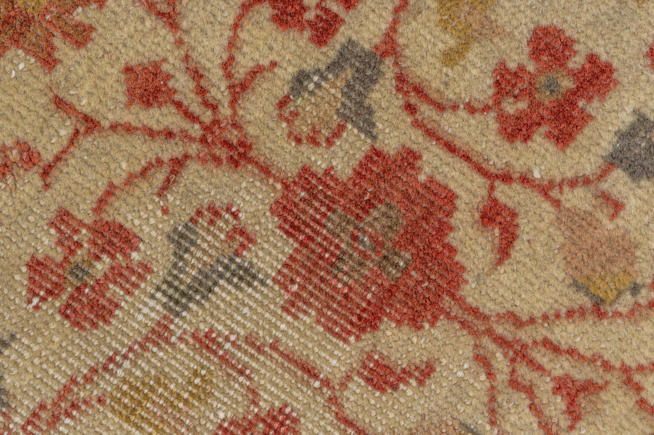 4' x 6' one-of-a-kind handmade vintage Kaisary small size rug. Color palette: ivory, rust, terracotta, sage, slate, beige