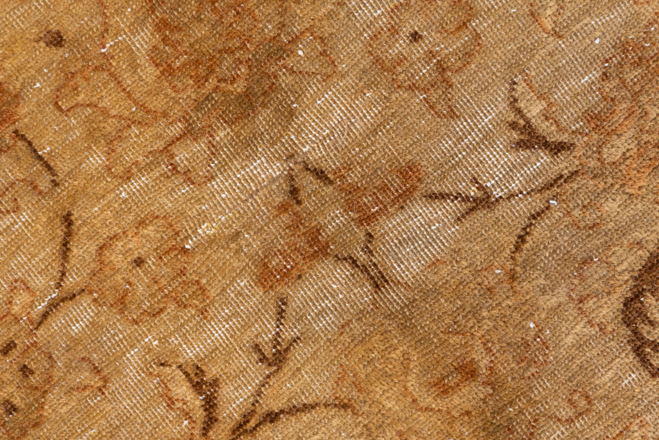 6' x 9' one-of-a-kind handmade vintage Sivas medium size rug. Color palette: brown, burlywood, light gray, off-white, orange