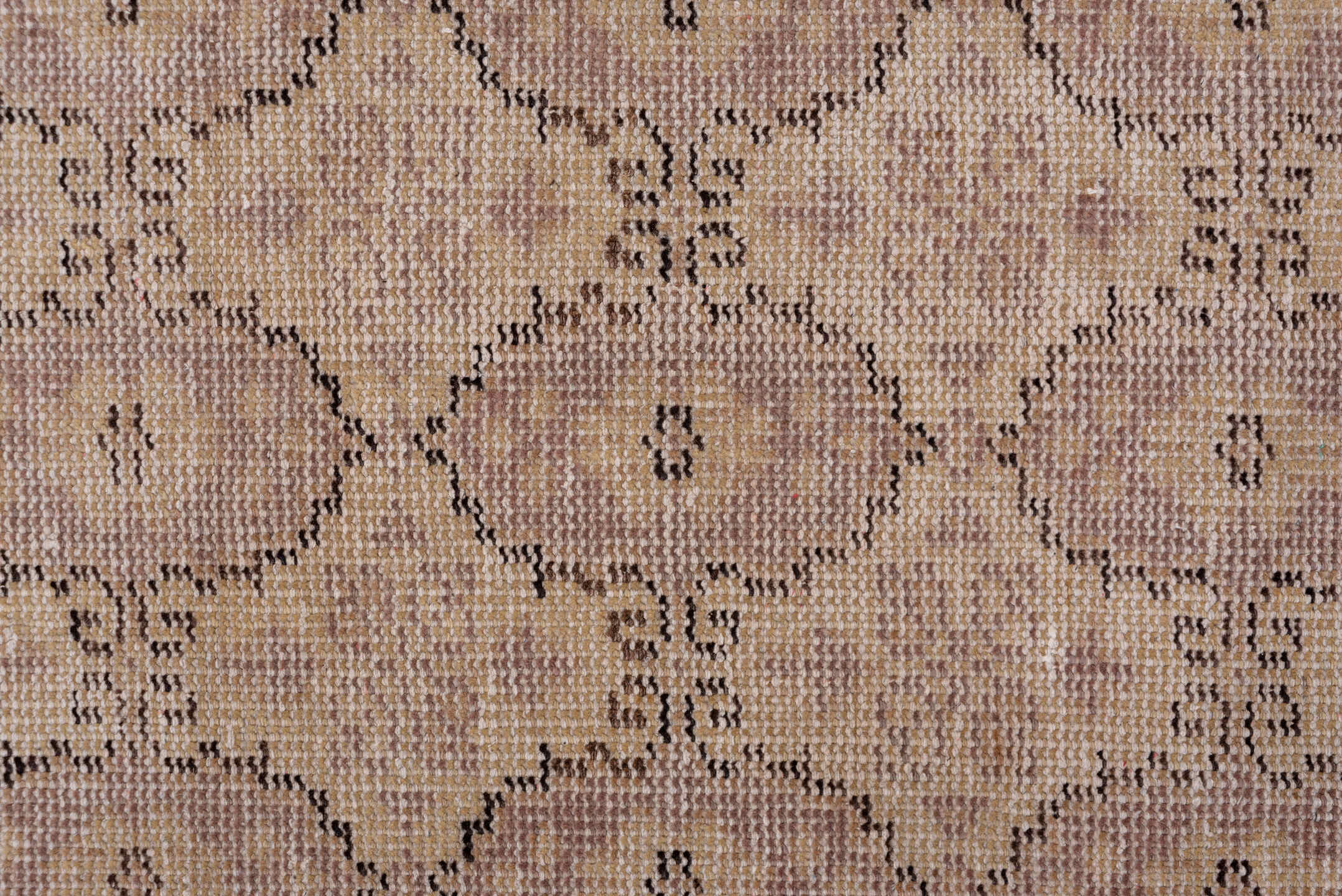 2' x 10' one-of-a-kind handmade vintage Oushak runner rug. Color palette: rose, beige, taupe, dusty mauve, brown, pink, red