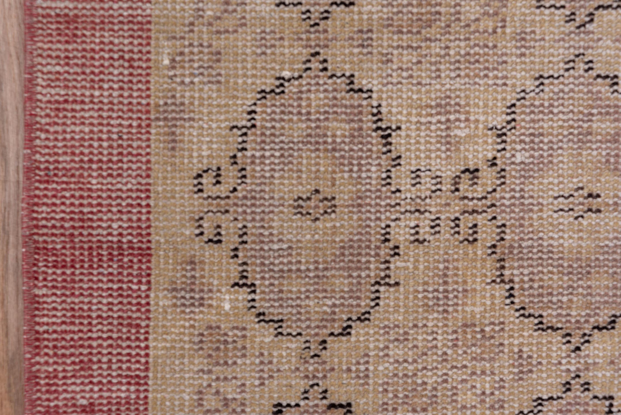 2' x 10' one-of-a-kind handmade vintage Oushak runner rug. Color palette: rose, beige, taupe, dusty mauve, brown, pink, red