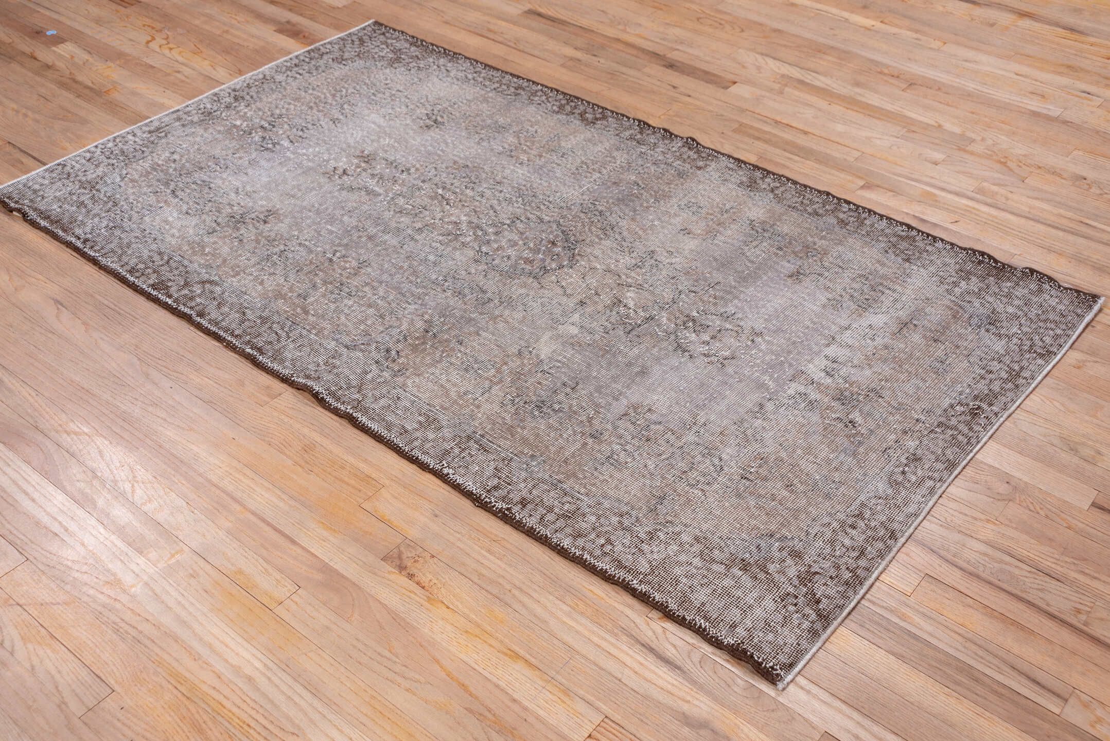 4' x 6' one-of-a-kind handmade vintage Oushak rug. Color palette: taupe, brown, ivory, charcoal, beige, gray, black
