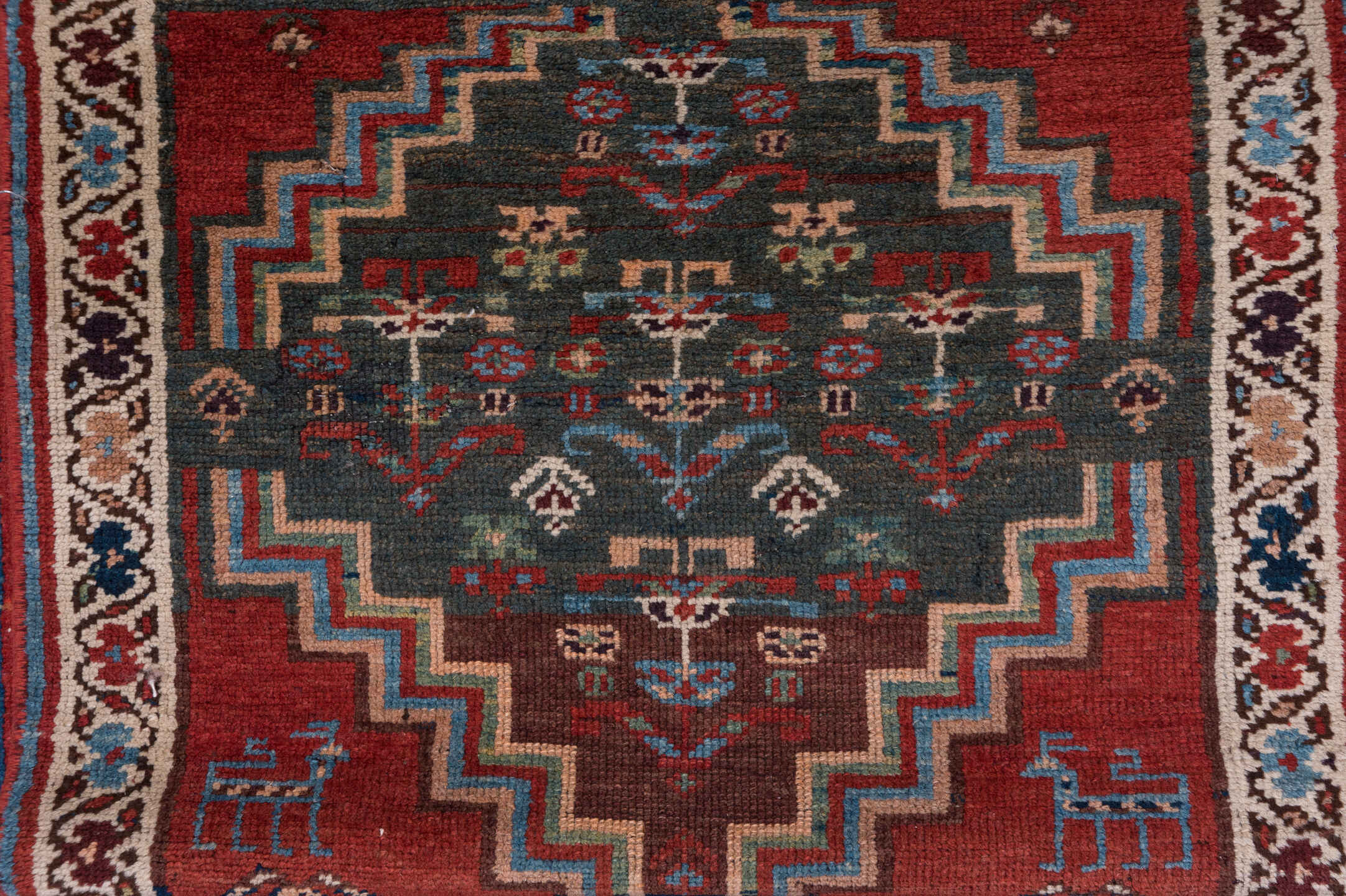 2' x 12' one-of-a-kind handmade antique Malayer runner rug. Color palette: rust, navy, ivory, camel, slate, rose, terracotta