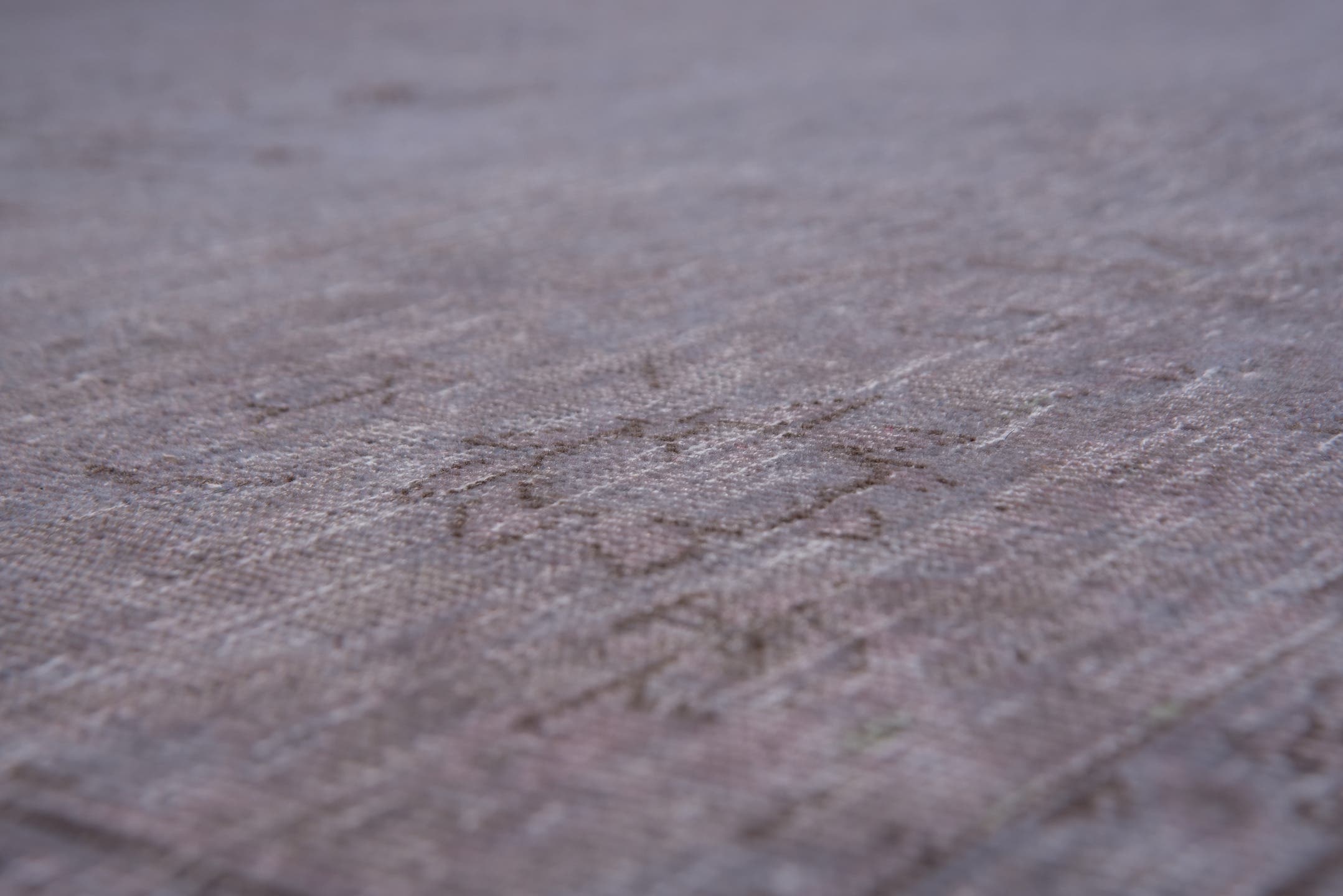 9' x 12' one-of-a-kind handmade vintage Overdyed large size rug. Color palette: lavender, rose, mauve, dusty pink, taupe