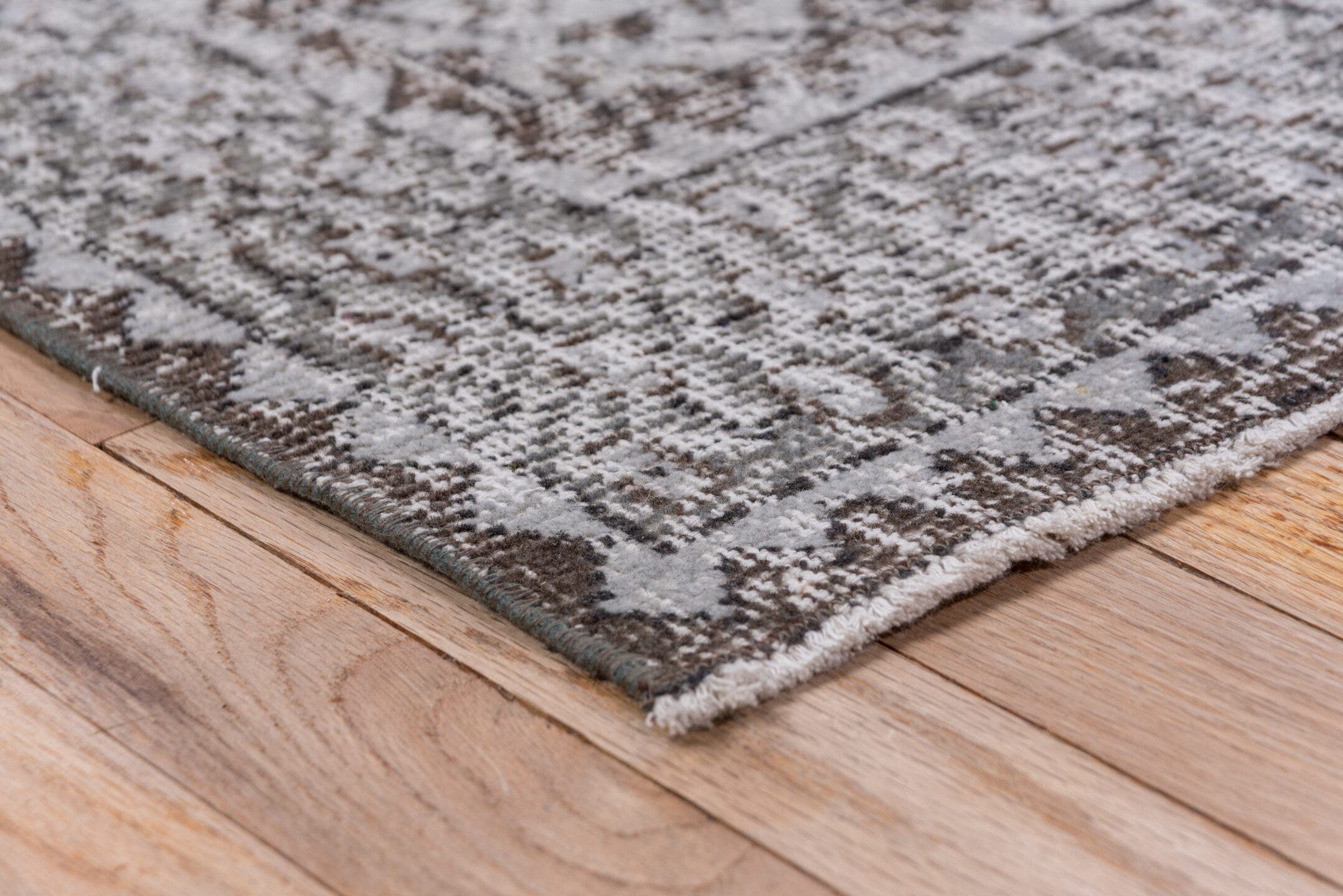 3' x 6' one-of-a-kind handmade vintage Overdyed small size rug. Color palette: taupe, ivory, brown, greige, beige, gray