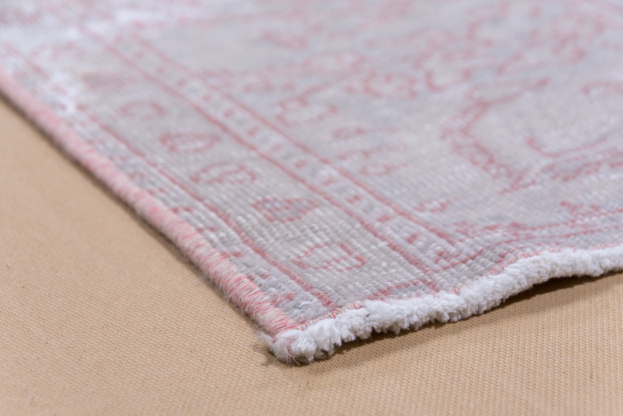 8' x 12' one-of-a-kind handmade vintage Sivas large size rug. Color palette: ivory, blush, pale pink, silver, taupe, pink