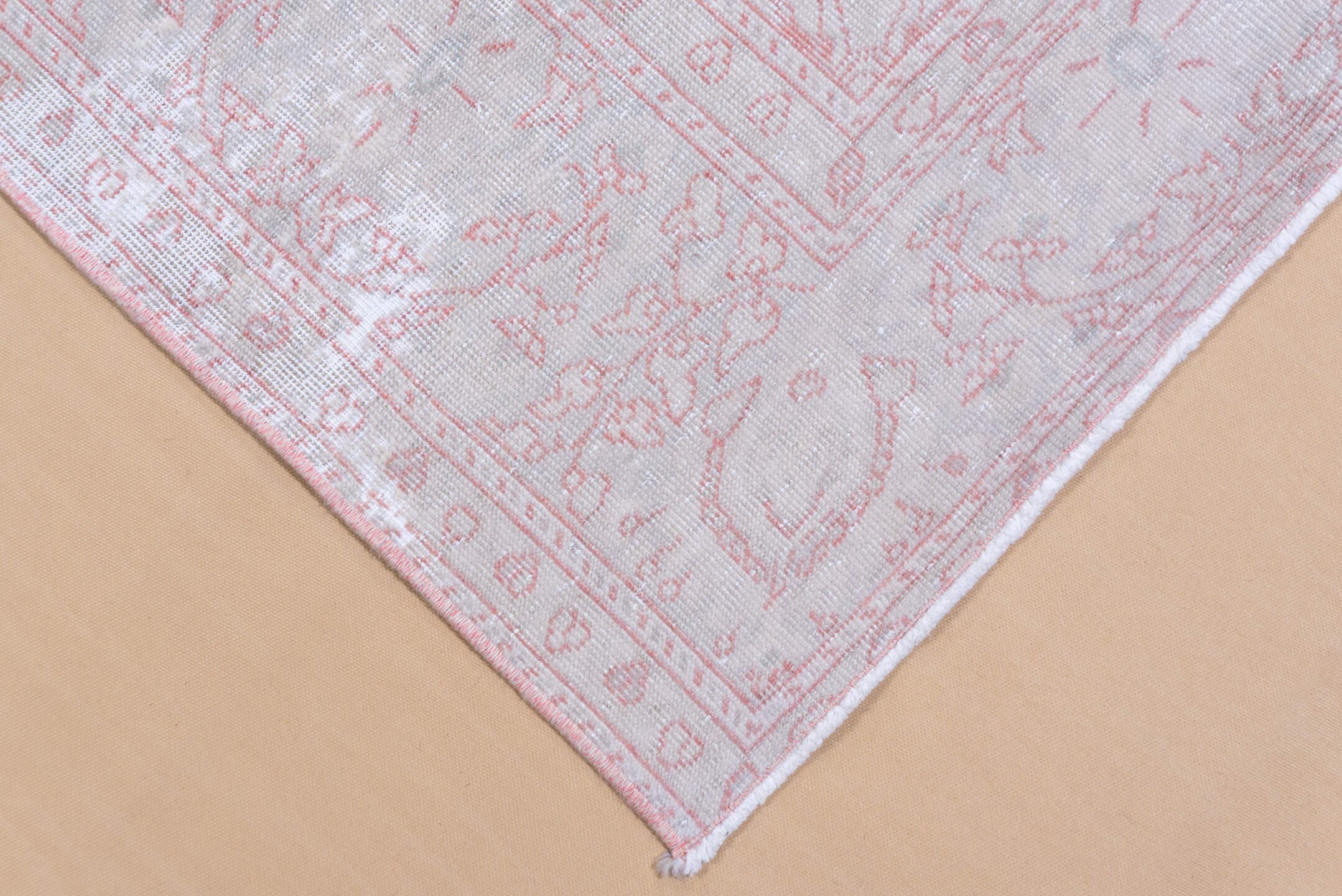 8' x 12' one-of-a-kind handmade vintage Sivas large size rug. Color palette: ivory, blush, pale pink, silver, taupe, pink