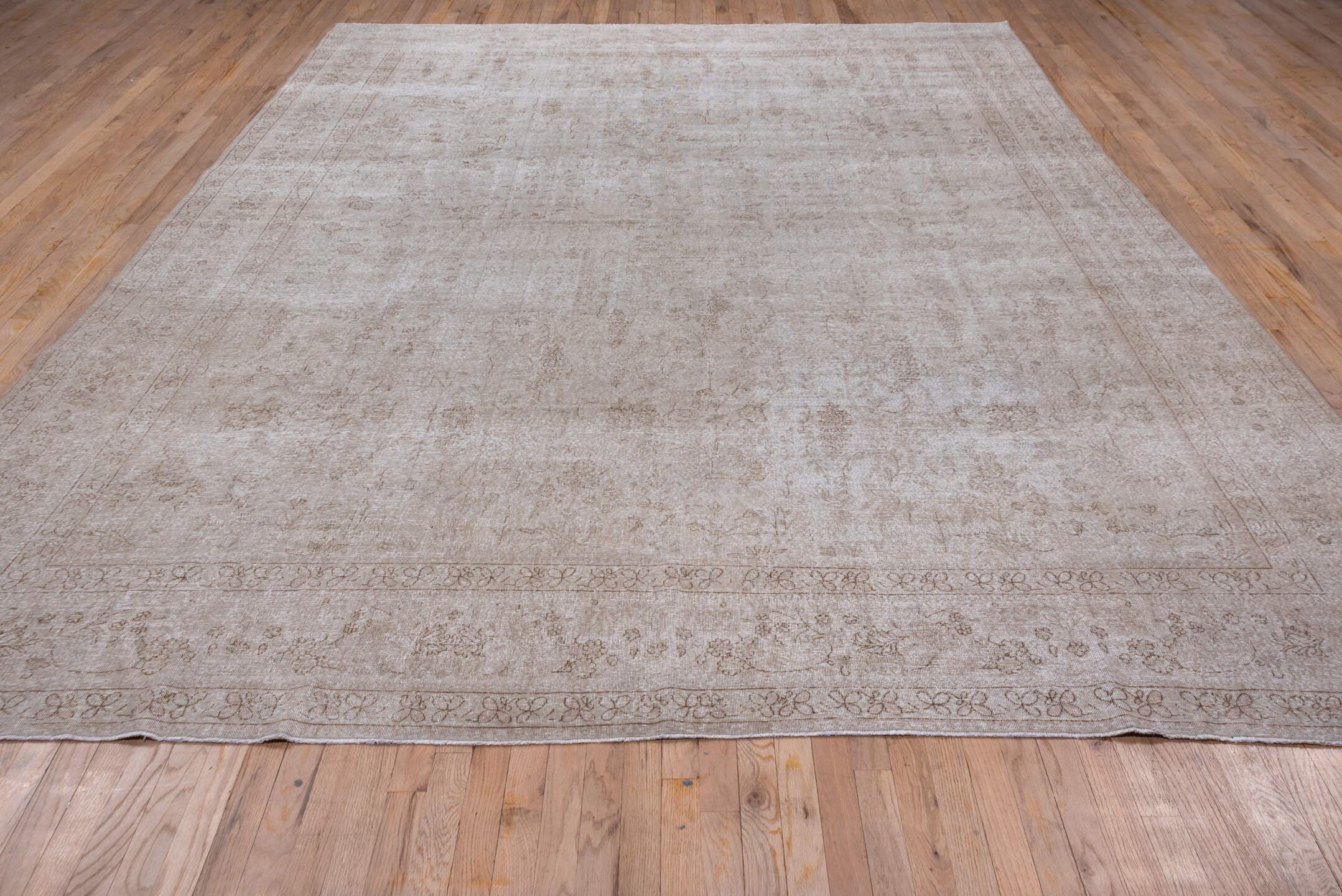 9' x 13' one-of-a-kind handmade vintage Sivas large size rug. Color palette: ivory, taupe, beige, sand, camel, greige, gray