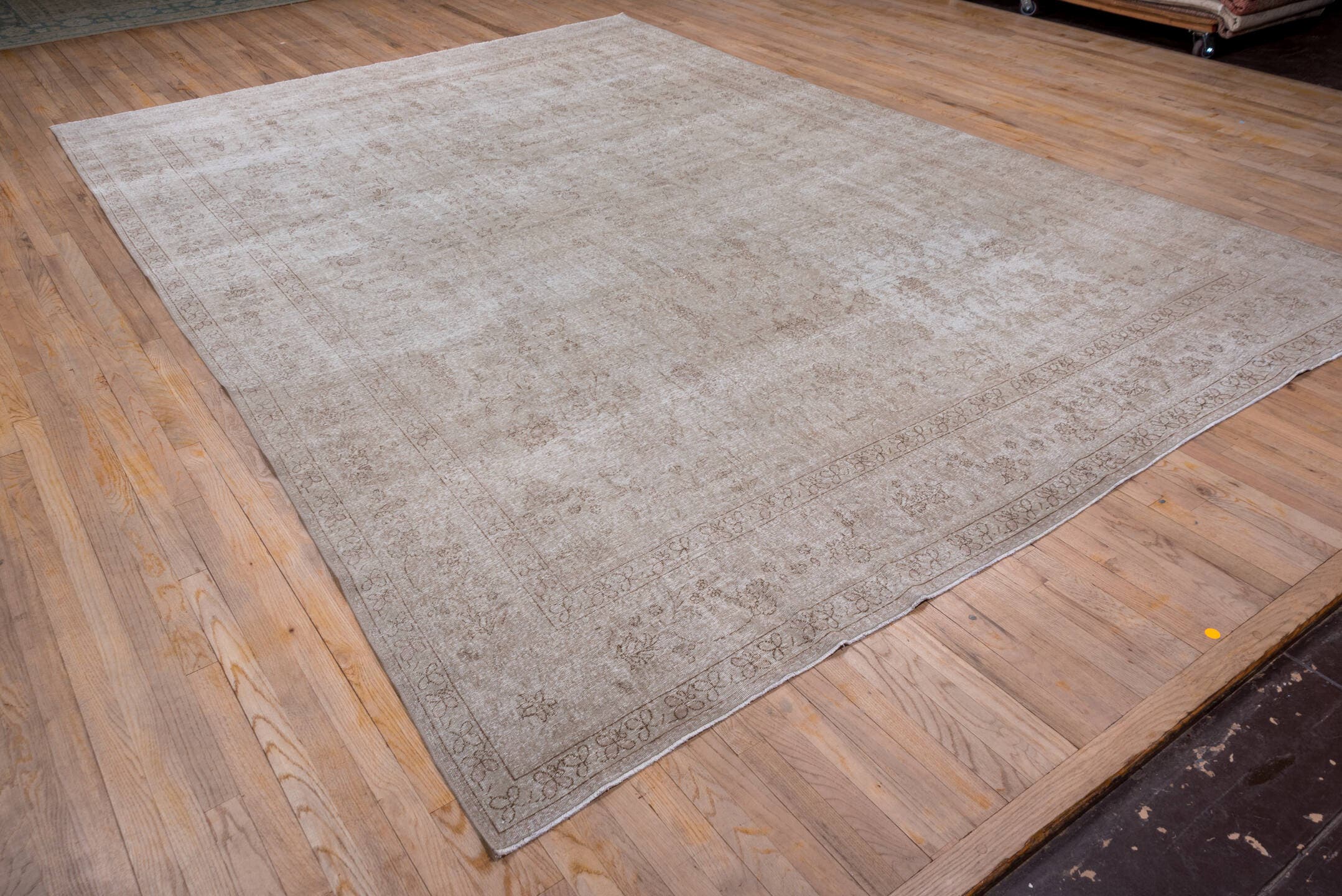 9' x 13' one-of-a-kind handmade vintage Sivas large size rug. Color palette: ivory, taupe, beige, sand, camel, greige, gray