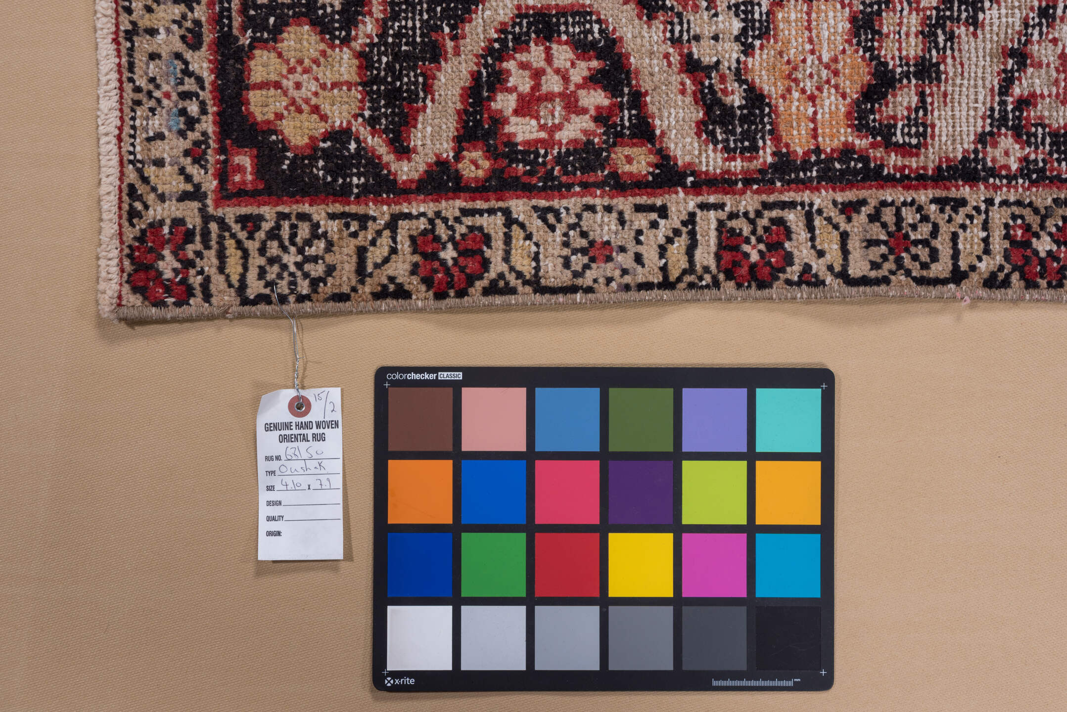 4' x 7' one-of-a-kind handmade vintage Oushak rug. Color palette: ivory, coral, charcoal, red, peach, taupe, slate