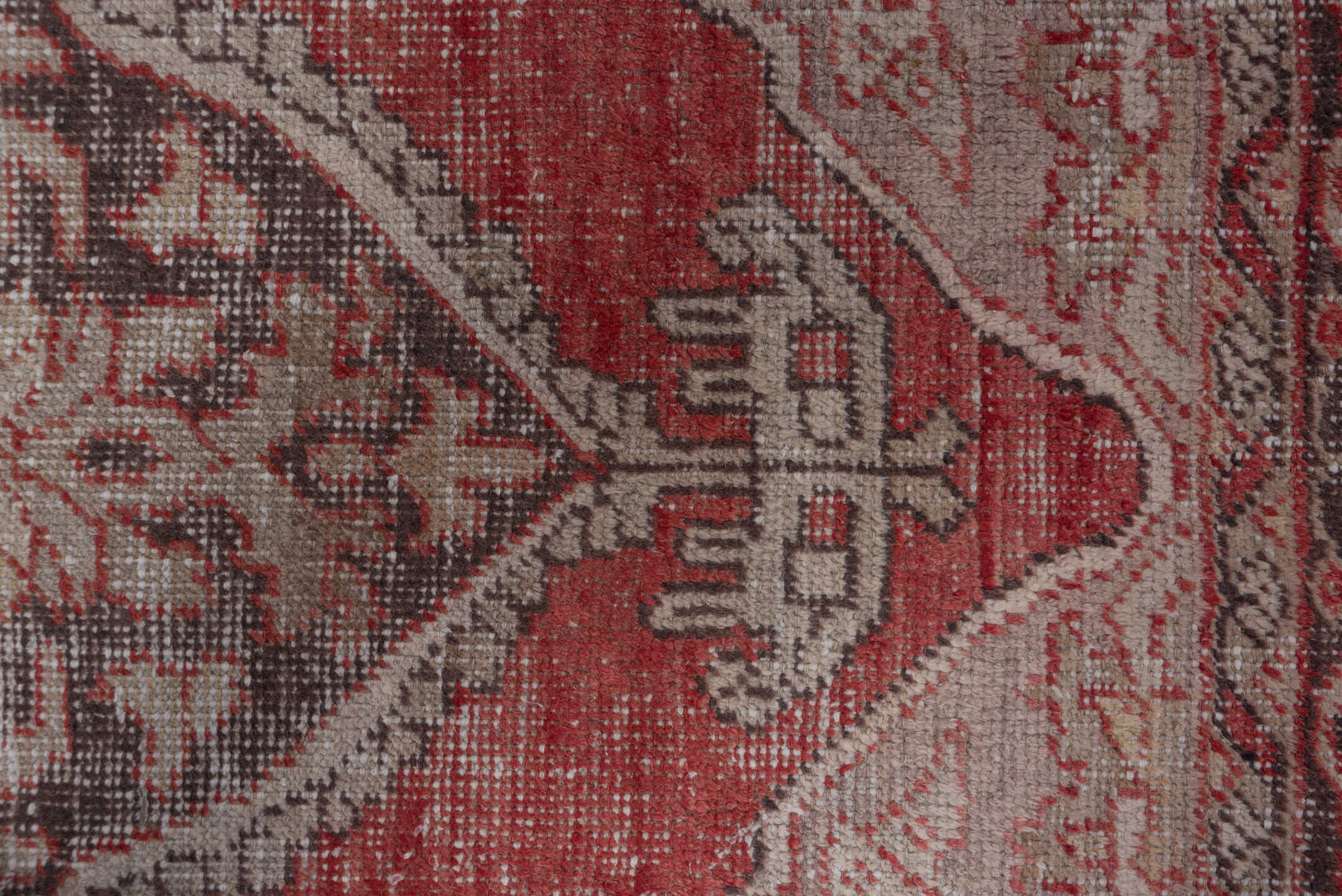 5' x 8' one-of-a-kind handmade vintage Oushak medium size rug. Color palette: rust, ivory, charcoal, taupe, gold, rose