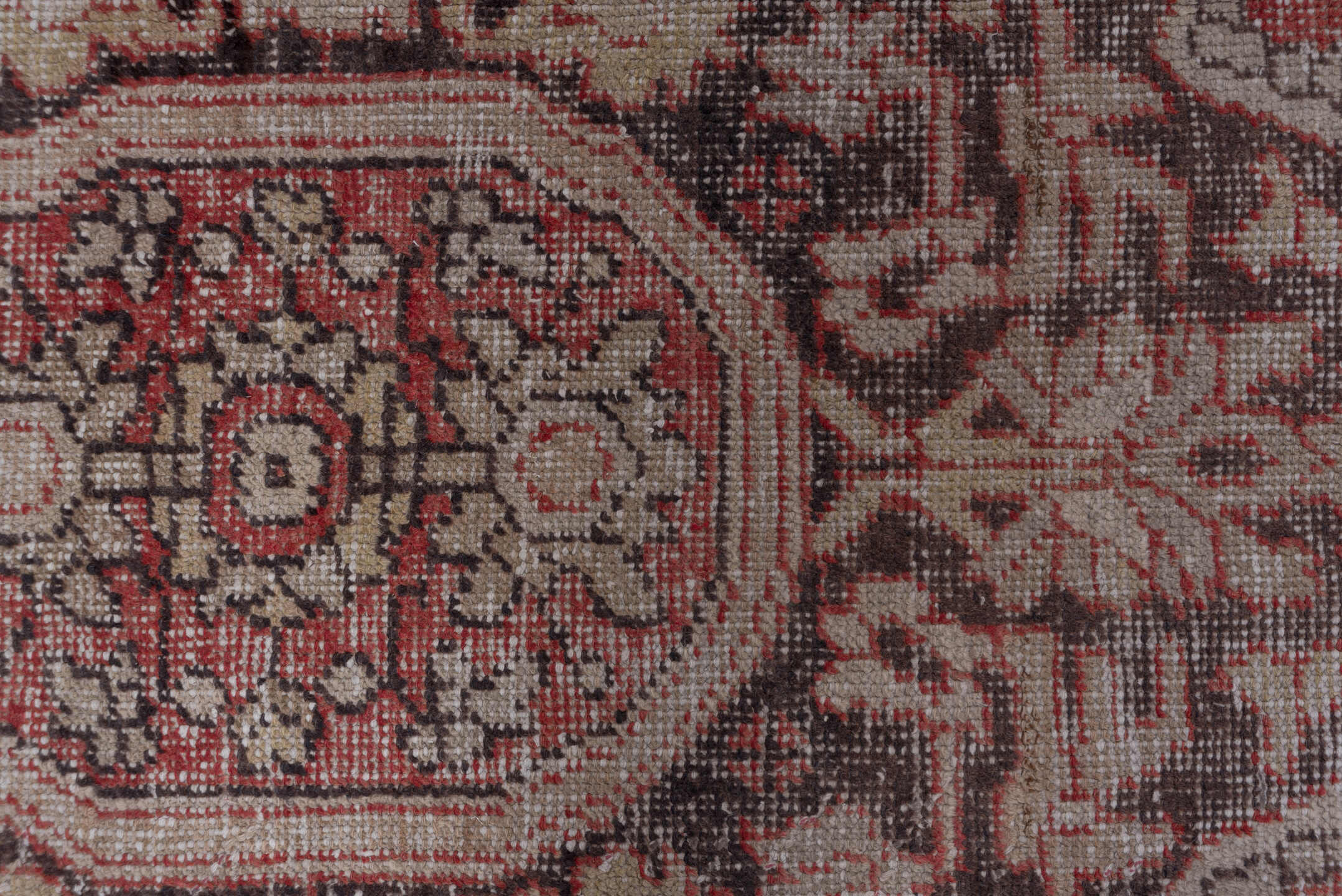 5' x 8' one-of-a-kind handmade vintage Oushak medium size rug. Color palette: rust, ivory, charcoal, taupe, gold, rose